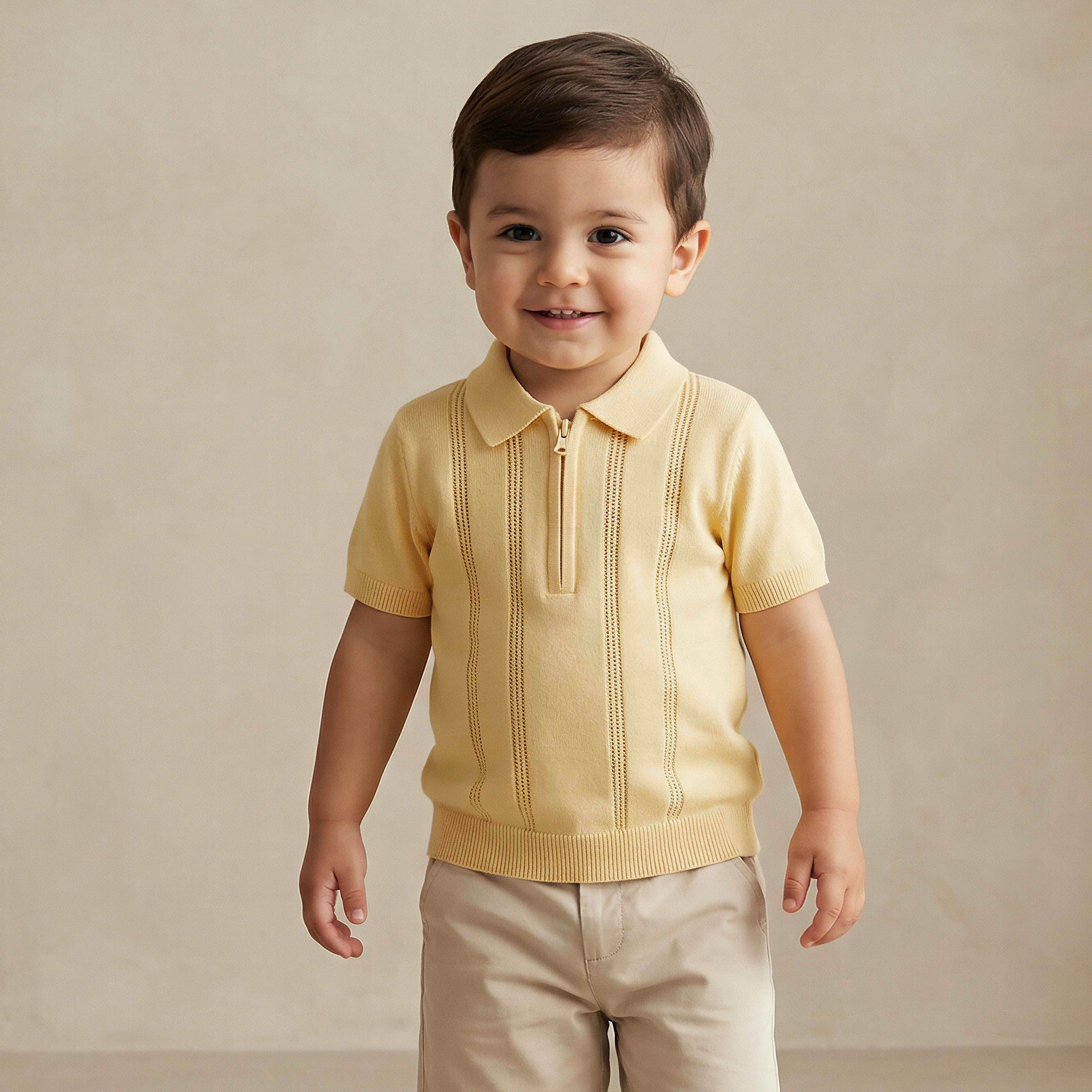 Juniors Polo Neck Short Sleeve T-shirt with Cutout Detail-baby-boys-clothing-tshirtsandpolos-image-1