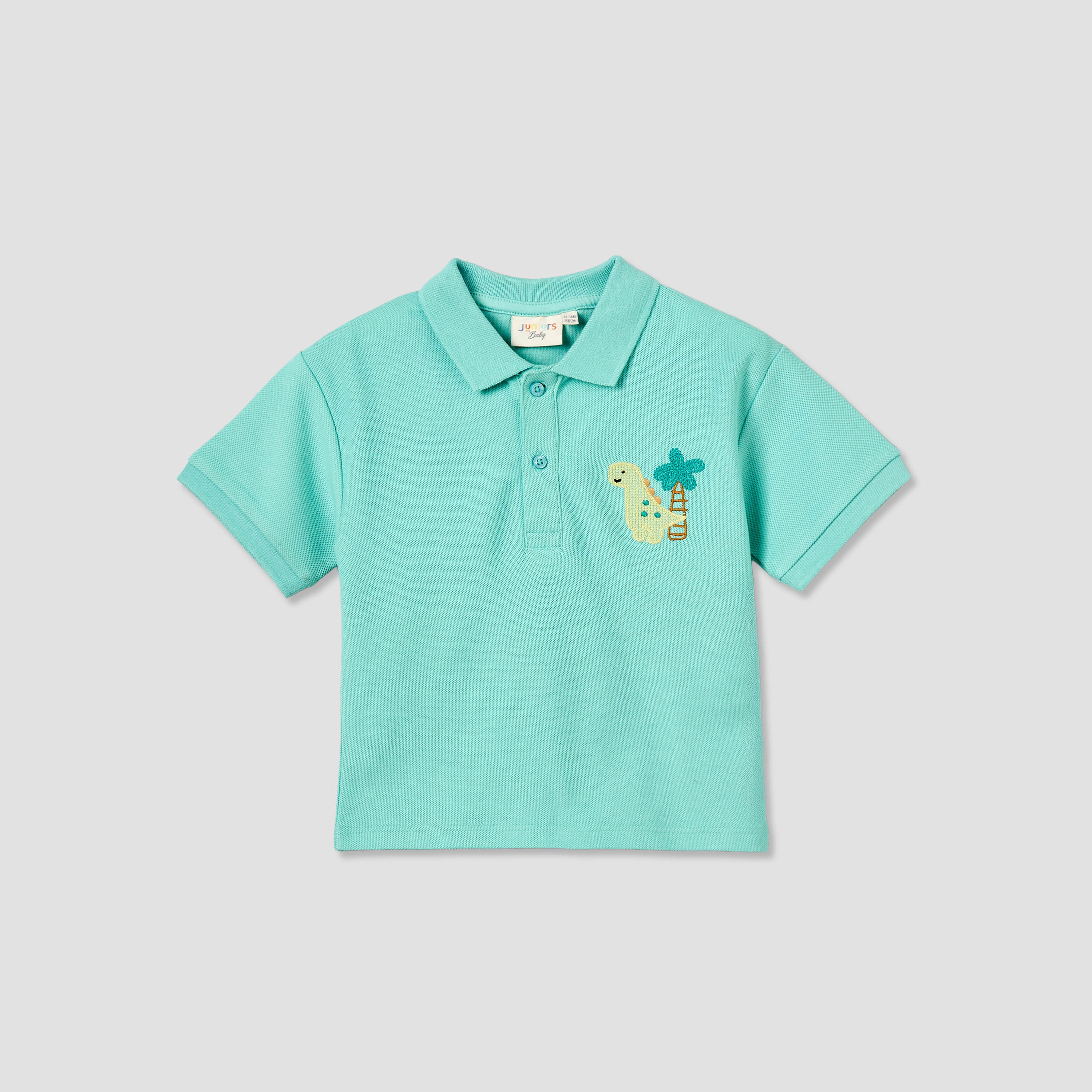 Juniors Collared Short Sleeves Polo T-shirt with Dinosaur Embroidery-baby-boys-clothing-tshirtsandpolos-image-2