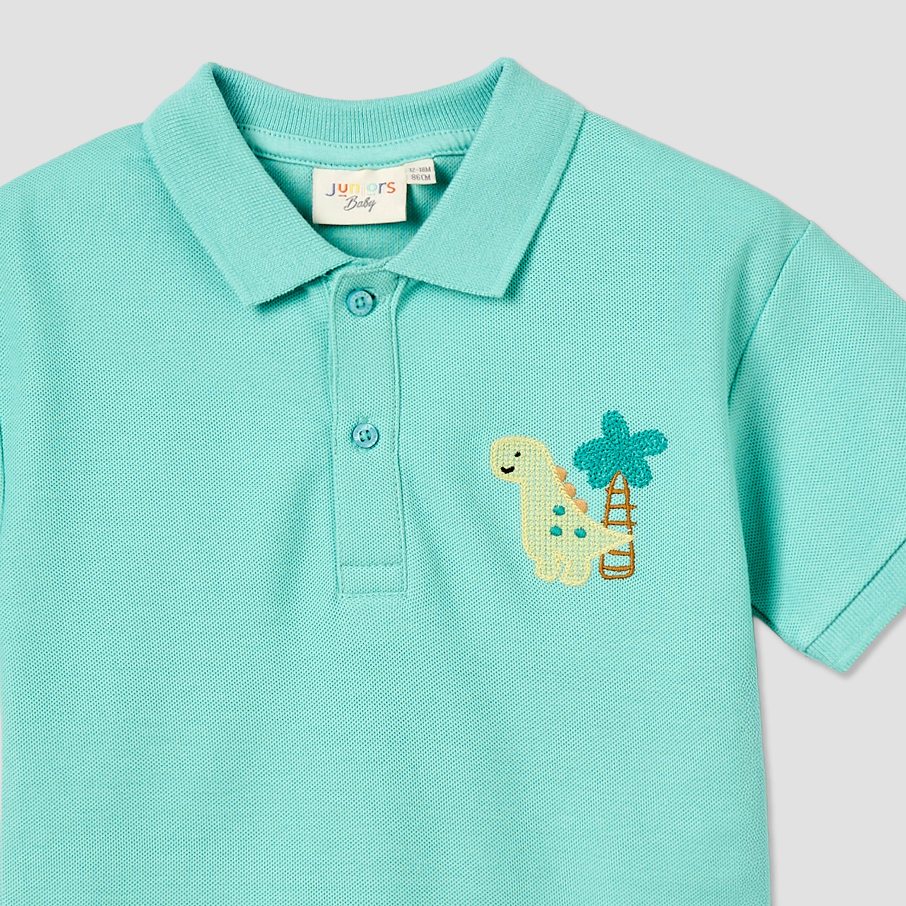 Juniors Collared Short Sleeves Polo T-shirt with Dinosaur Embroidery-baby-boys-clothing-tshirtsandpolos-image-4