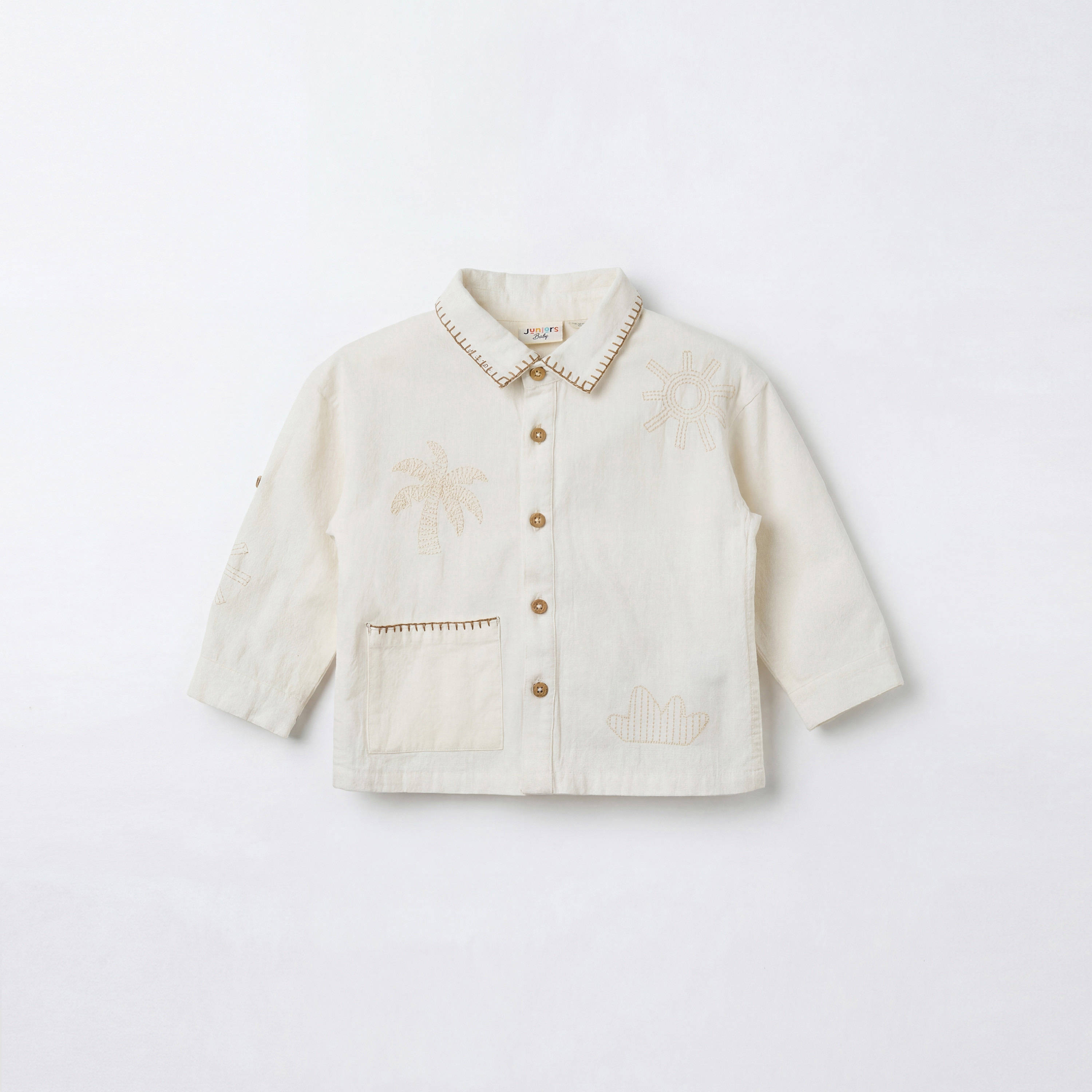 قميص أولادي قطن مطرز بأكمام طويلة وياقة من جونيورز-baby-boys-clothing-shirts-image-2