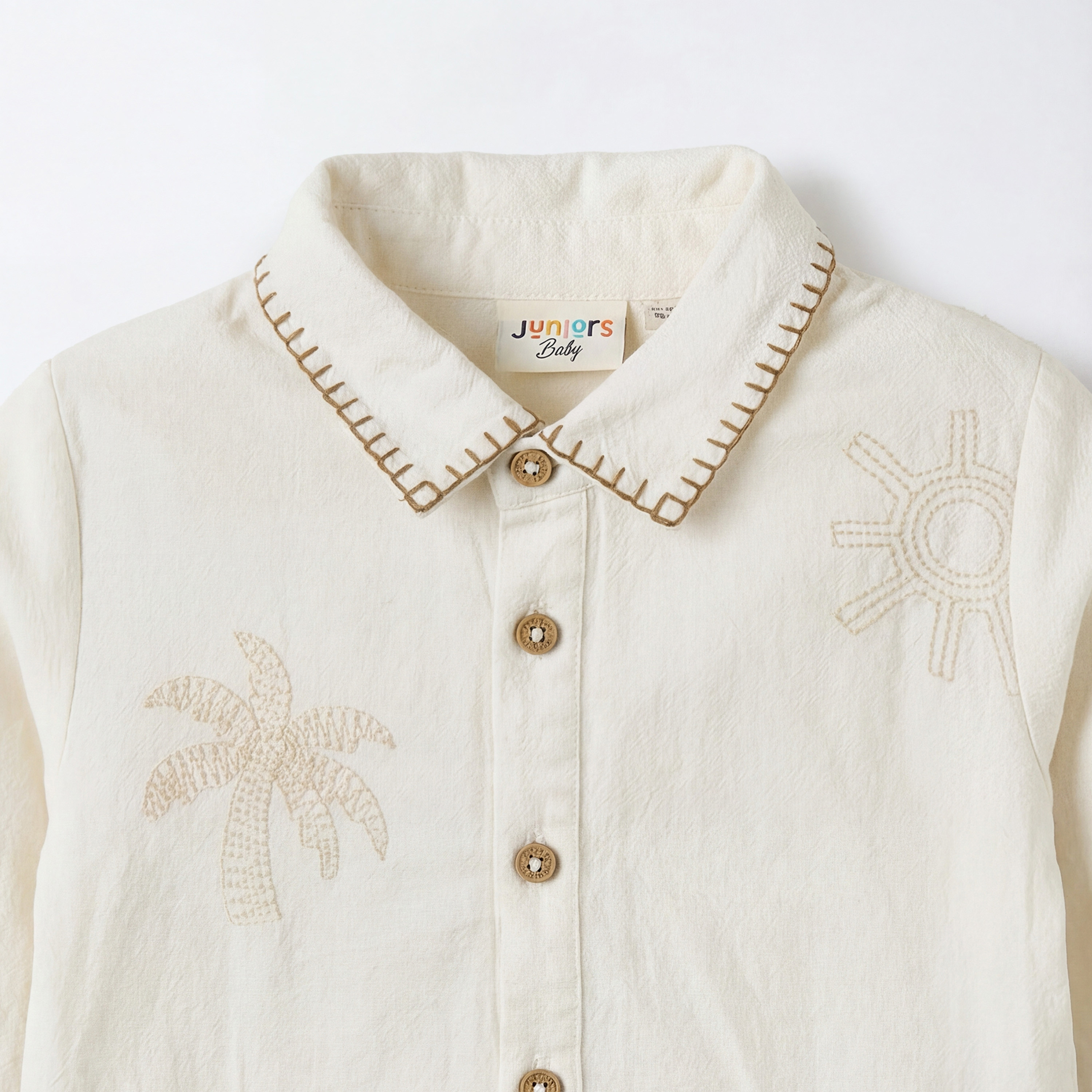 قميص أولادي قطن مطرز بأكمام طويلة وياقة من جونيورز-baby-boys-clothing-shirts-image-4