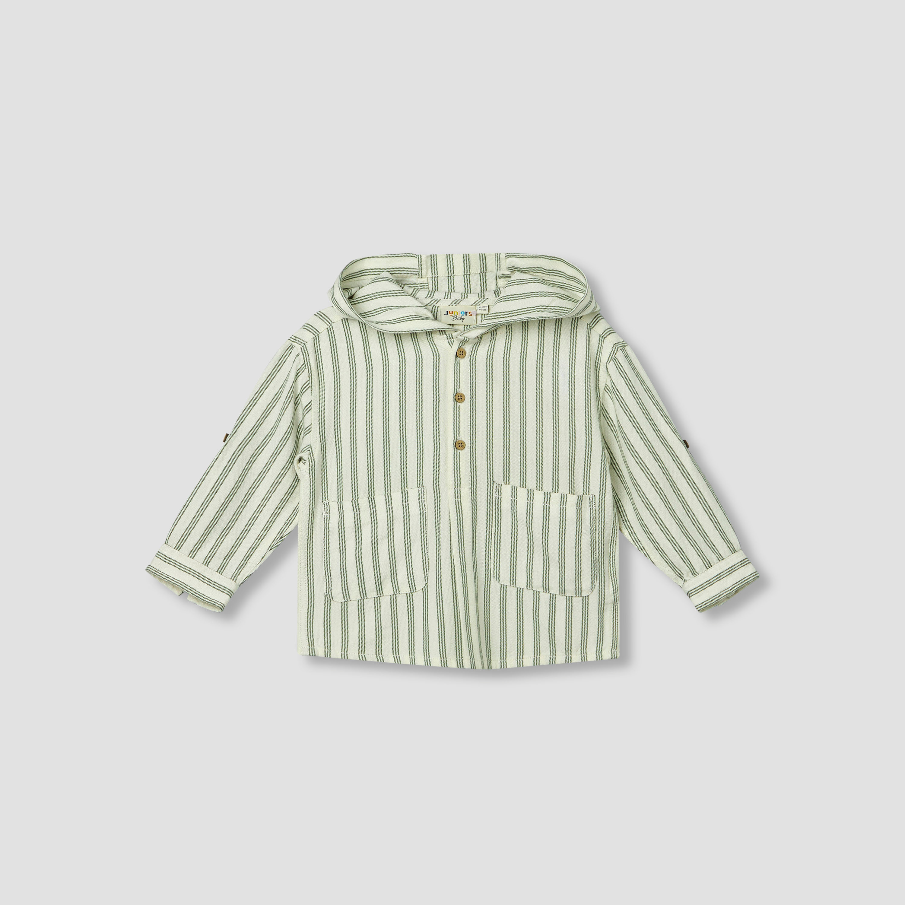 Juniors Long Sleeves Shirt with Hooded Neck-baby-boys-clothing-shirts-image-2