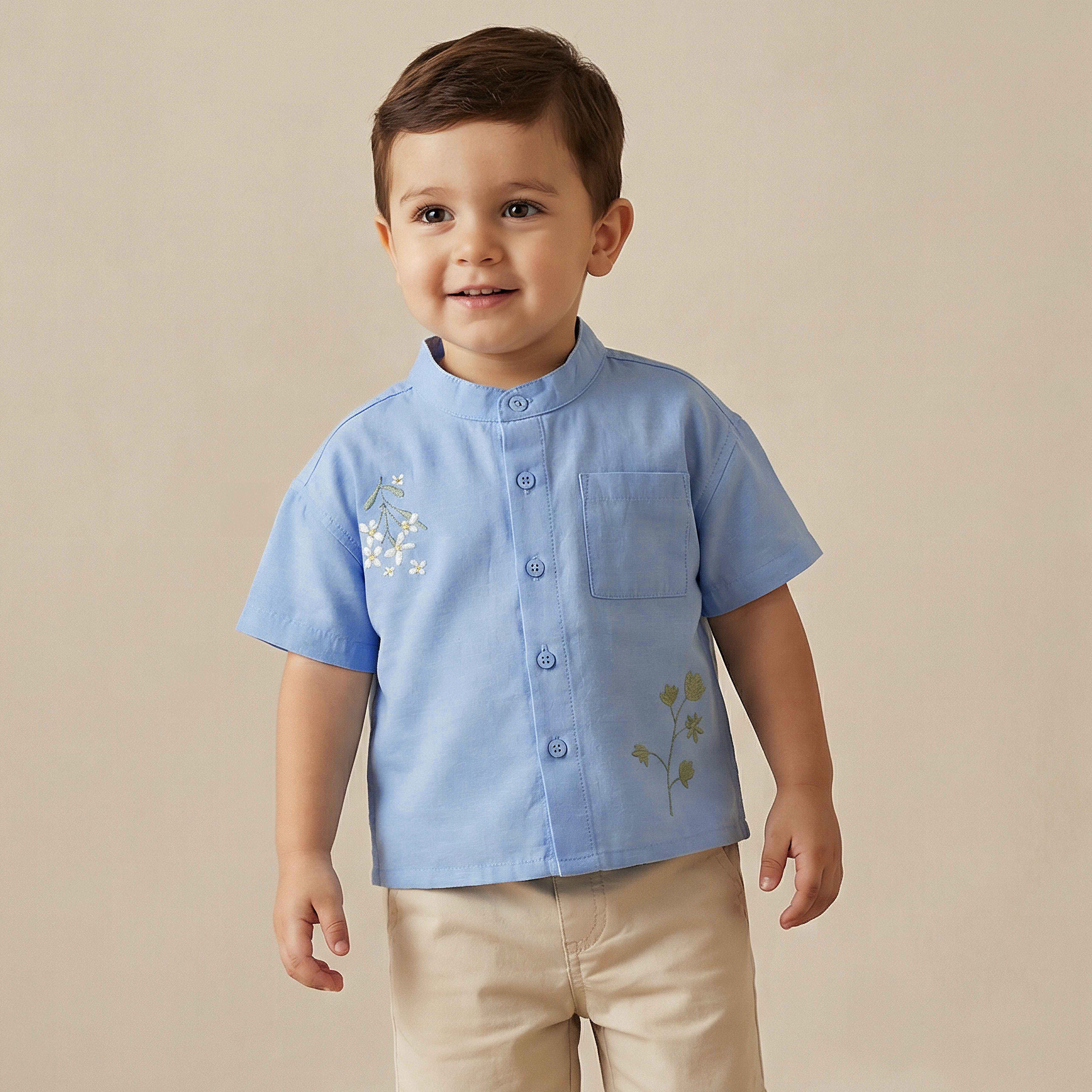 Juniors Short Sleeves Shirt with Embroidery-baby-boys-clothing-shirts-image-1