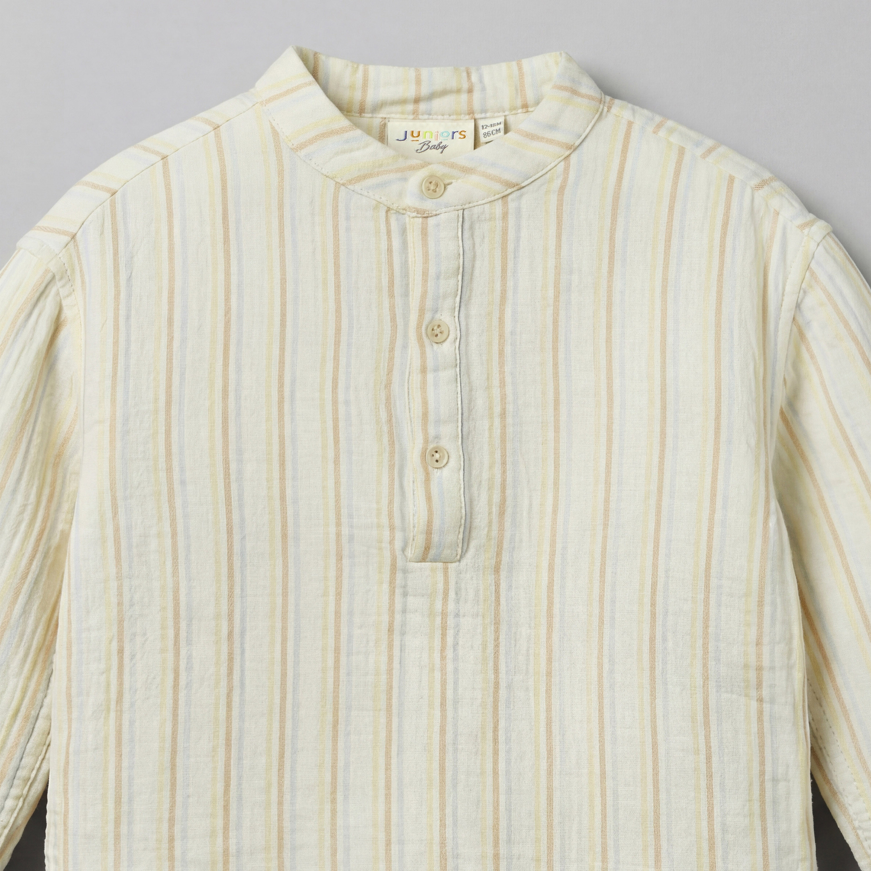 Juniors Mandarin Collar Long Sleeves Shirt with Stripes-baby-boys-clothing-shirts-image-4