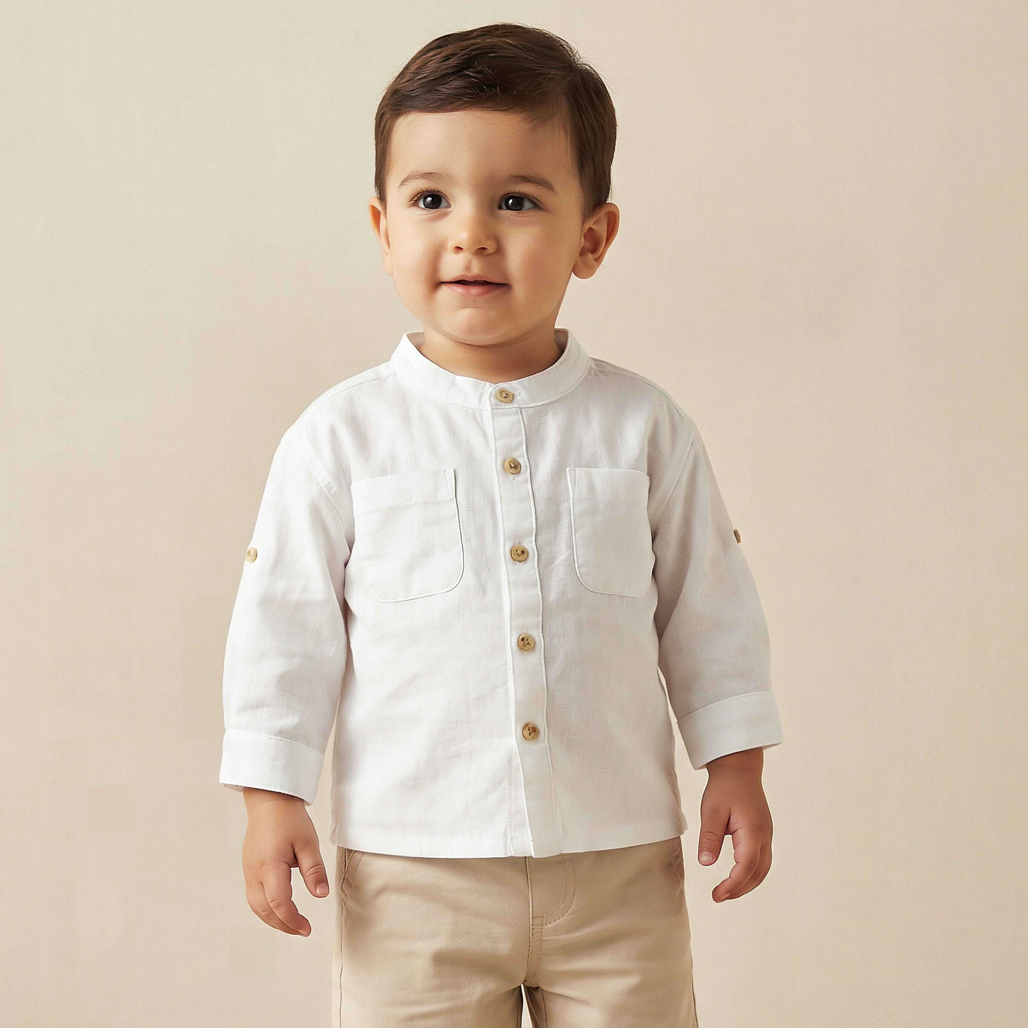 Juniors Long Sleeves Shirt with Mandarin Collar-baby-boys-clothing-shirts-image-1