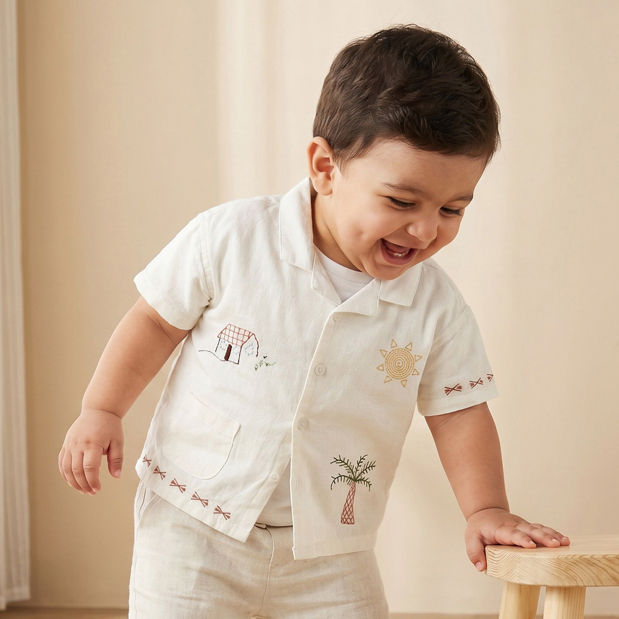 Juniors Short Sleeves Shirt with Embroidery-baby-boys-clothing-shirts-image-1