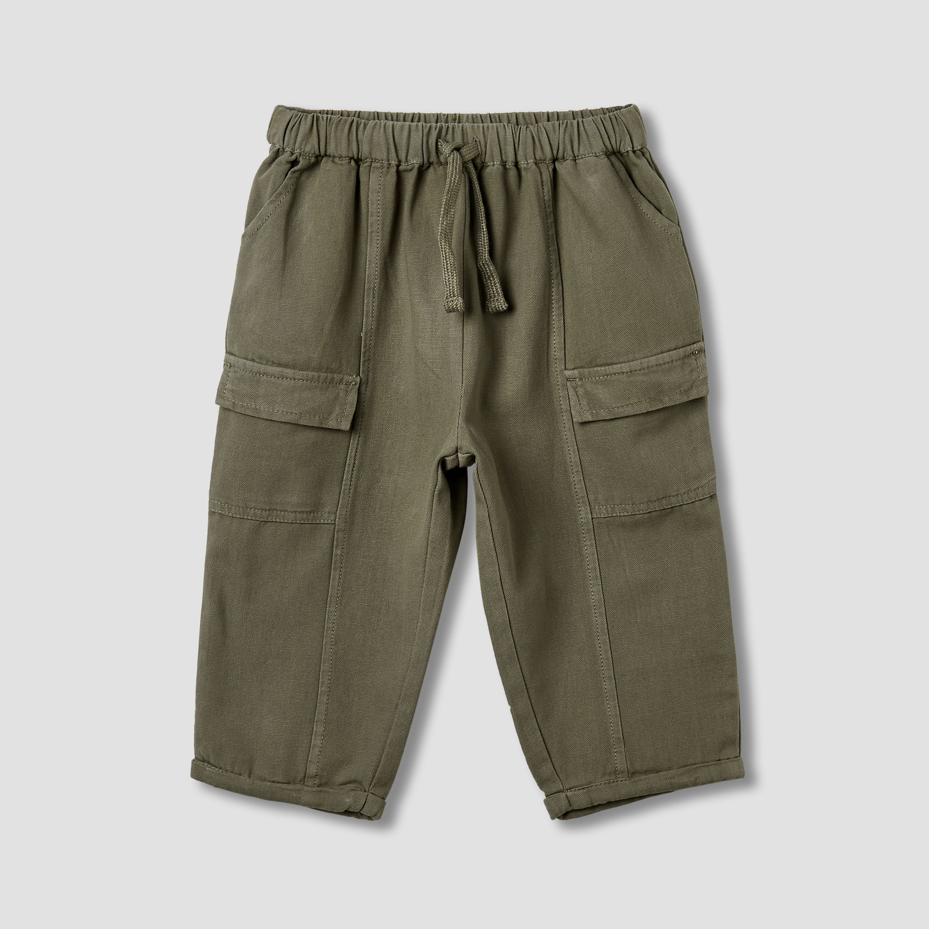Juniors Boys Trousers with Cargo Pockets - Cotton - Drawstring Waist-baby-boys-clothing-bottoms-trousers-image-2