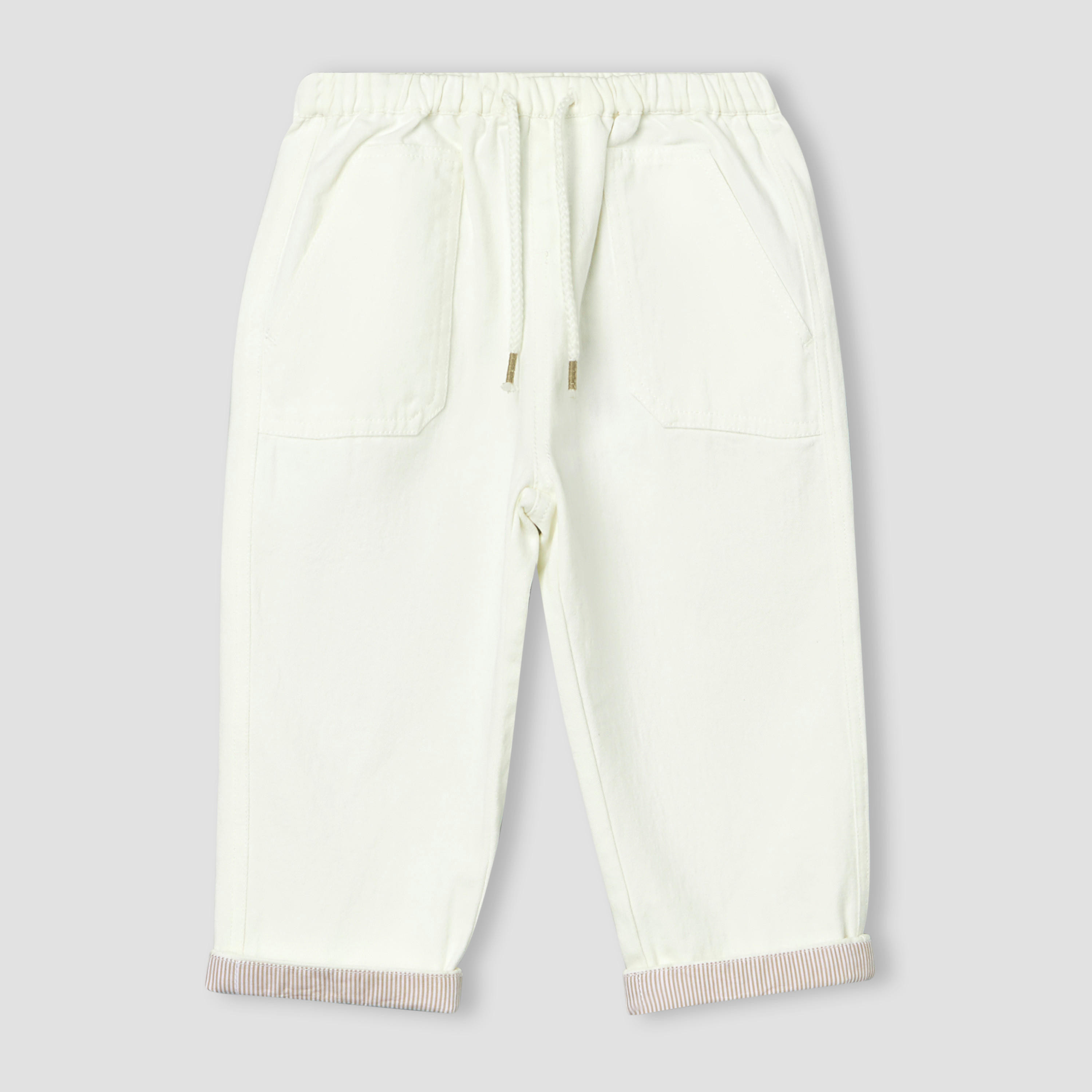 Juniors Regular Fit Pants with Striped Cuffs, Elasticated Drawstring-baby-boys-clothing-bottoms-trousers-image-1