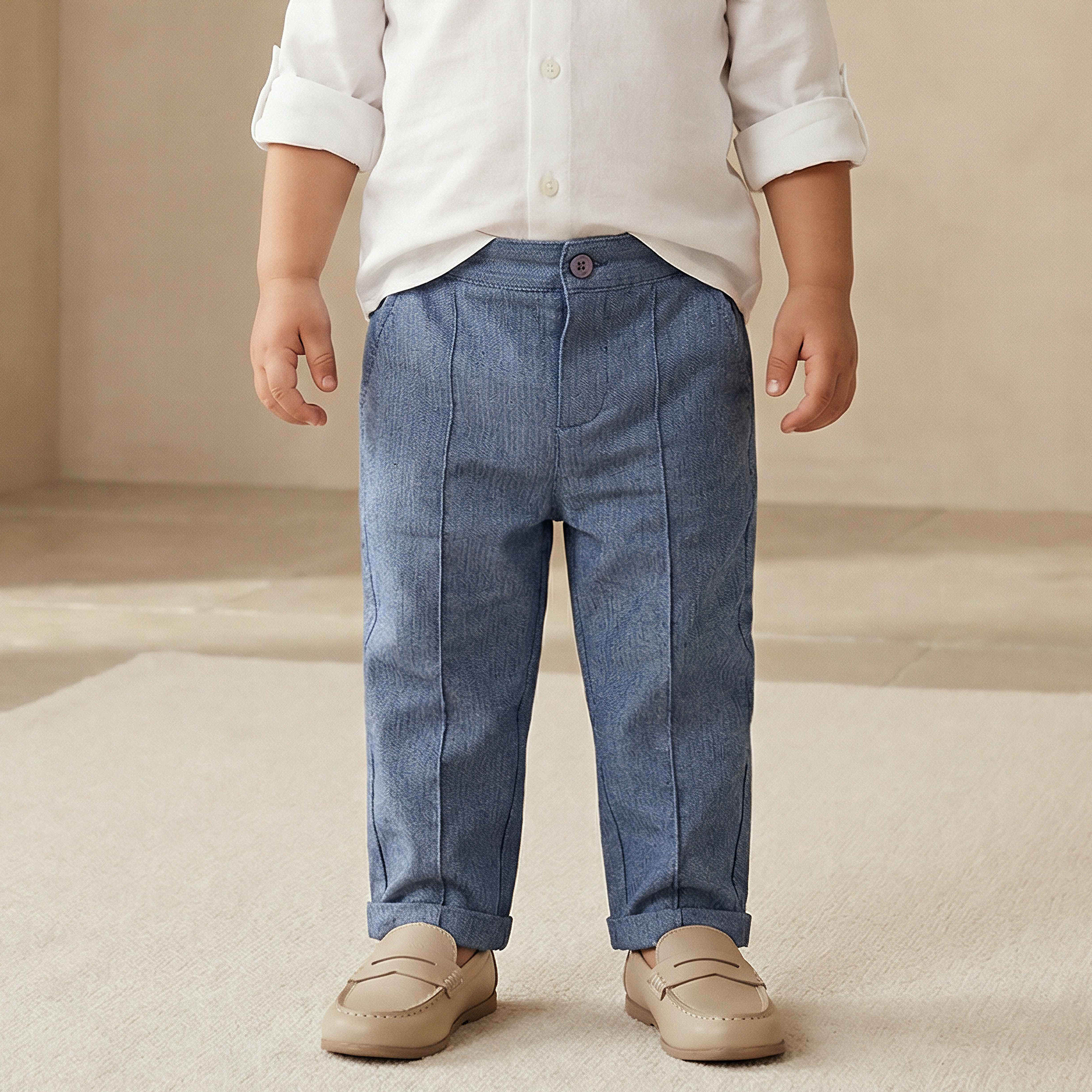 Juniors Regular Fit Trousers with Stripes, Elastic Waist-baby-boys-clothing-bottoms-trousers-image-1