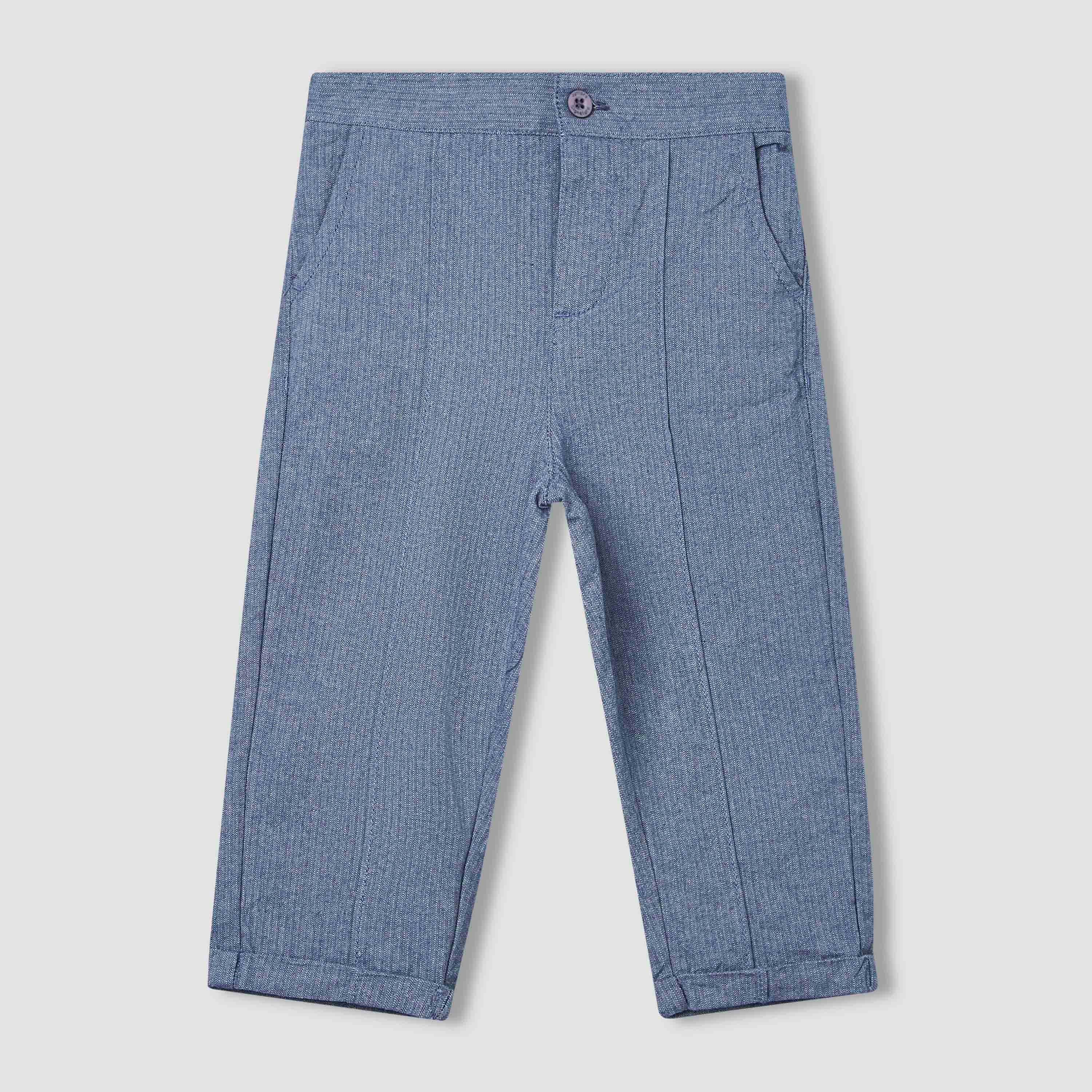 Juniors Regular Fit Trousers with Stripes, Elastic Waist-baby-boys-clothing-bottoms-trousers-image-2