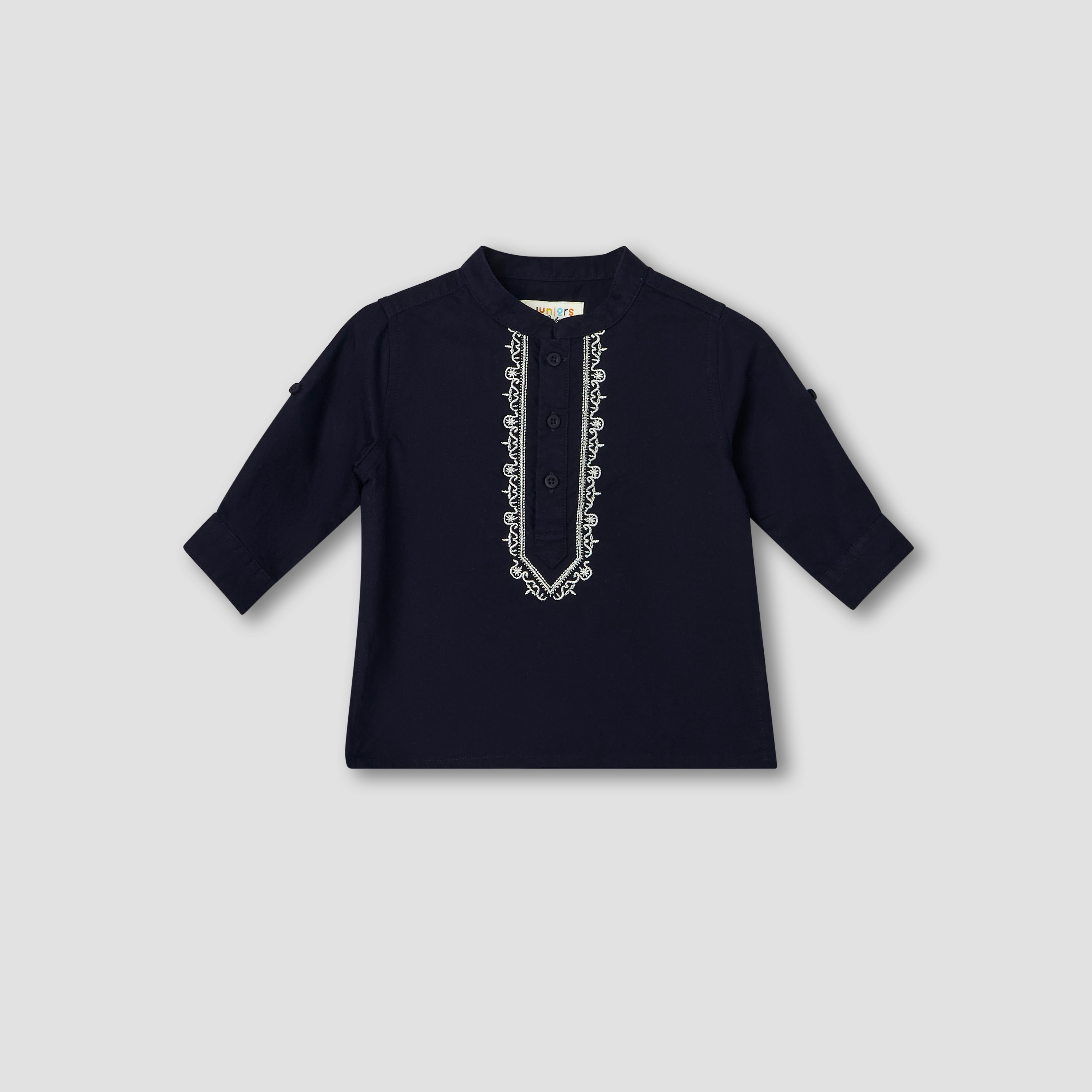 طقم بلوزة بياقة ماندارين وأكمام طويلة وبنطلون بتطريز-baby-boys-clothing-setsandcoords-image-3
