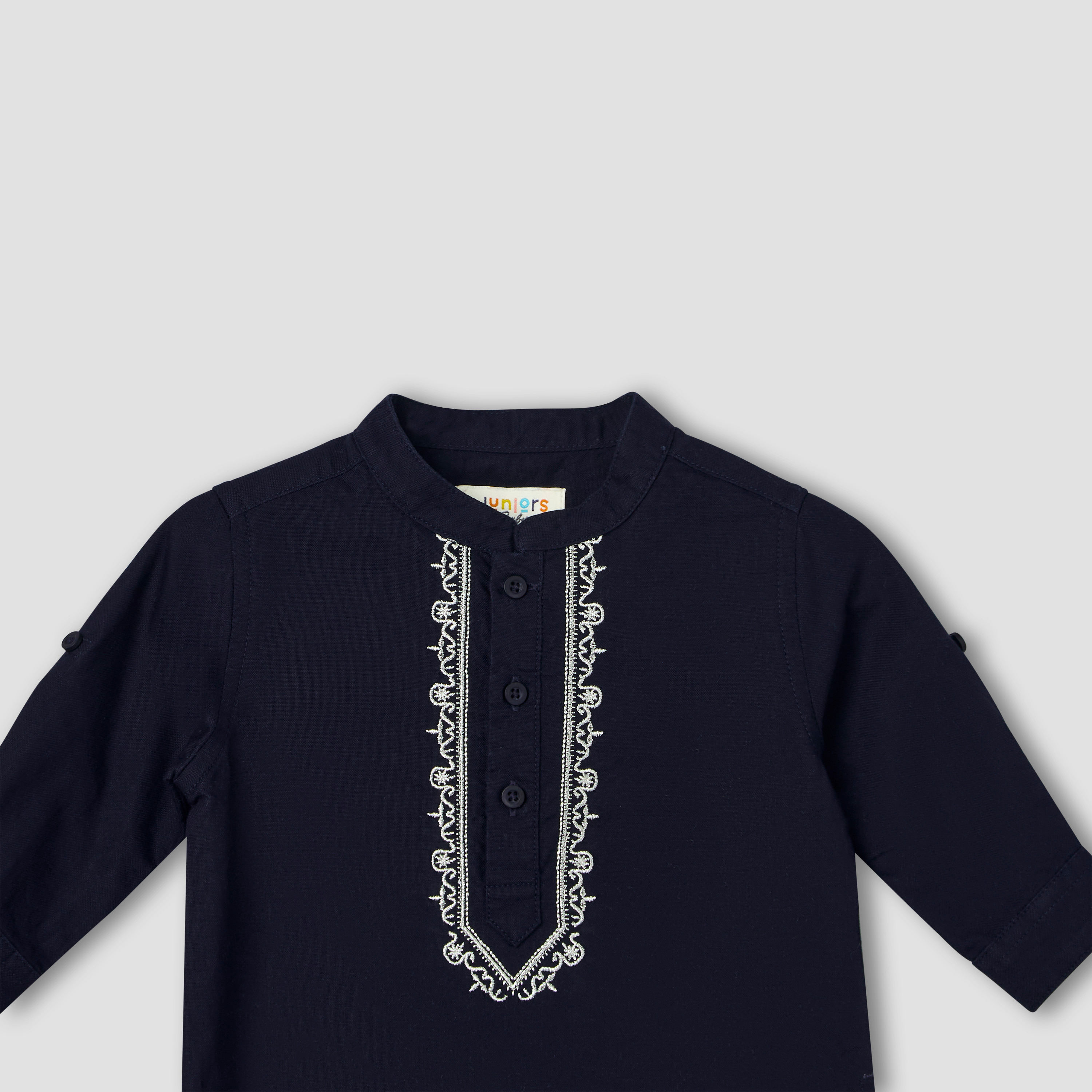 طقم بلوزة بياقة ماندارين وأكمام طويلة وبنطلون بتطريز-baby-boys-clothing-setsandcoords-image-7