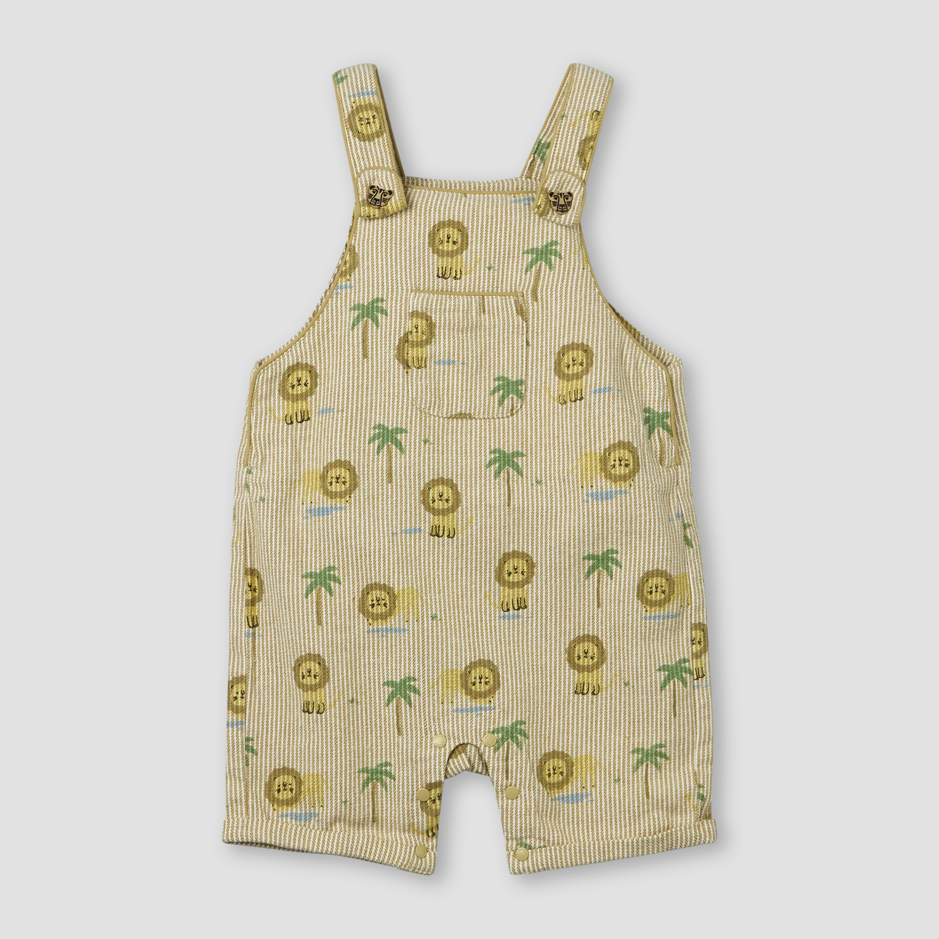 Juniors Collared Long Sleeves T-shirt and Dungaree Set with Lion Print-baby-boys-clothing-setsandcoords-image-5