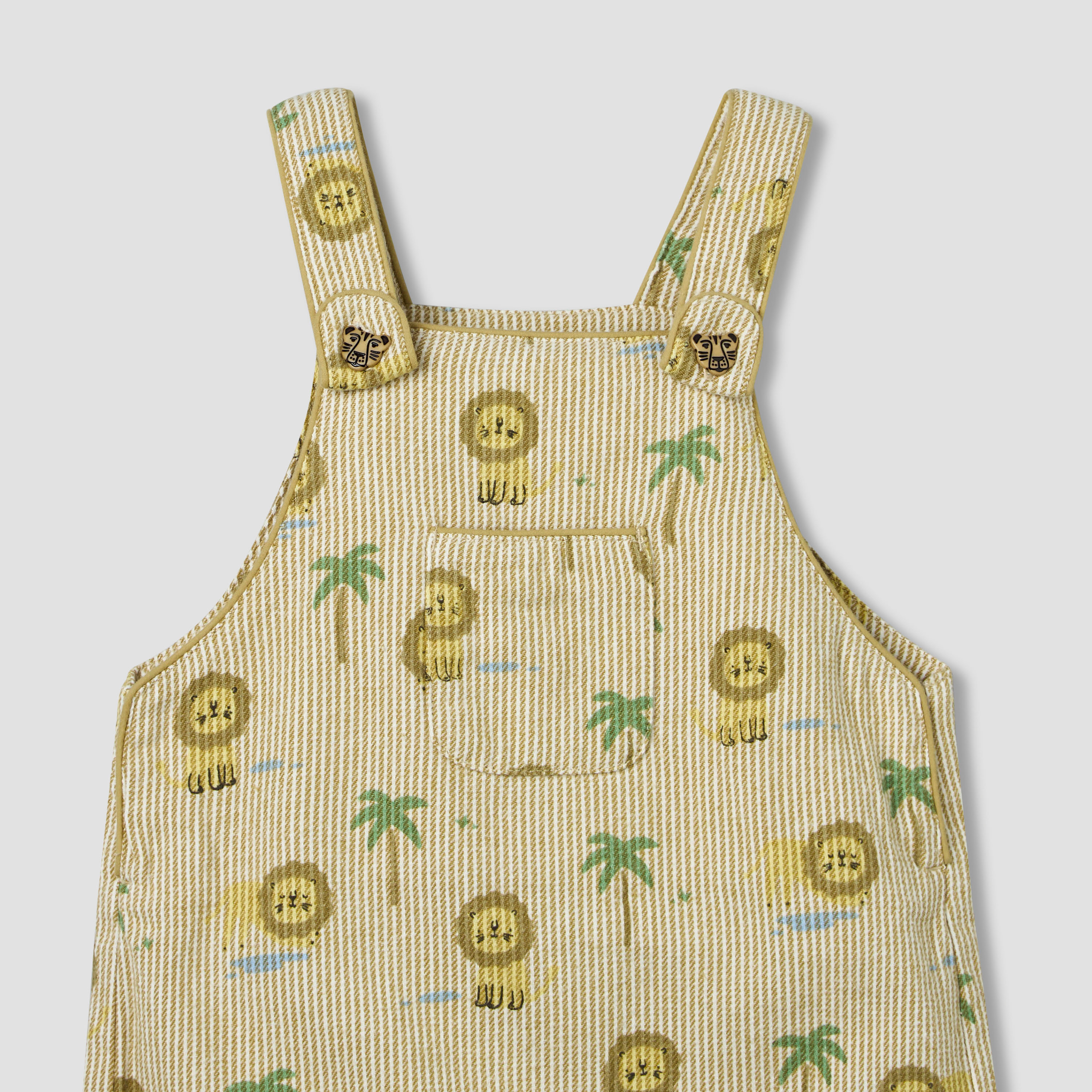 Juniors Collared Long Sleeves T-shirt and Dungaree Set with Lion Print-baby-boys-clothing-setsandcoords-image-7