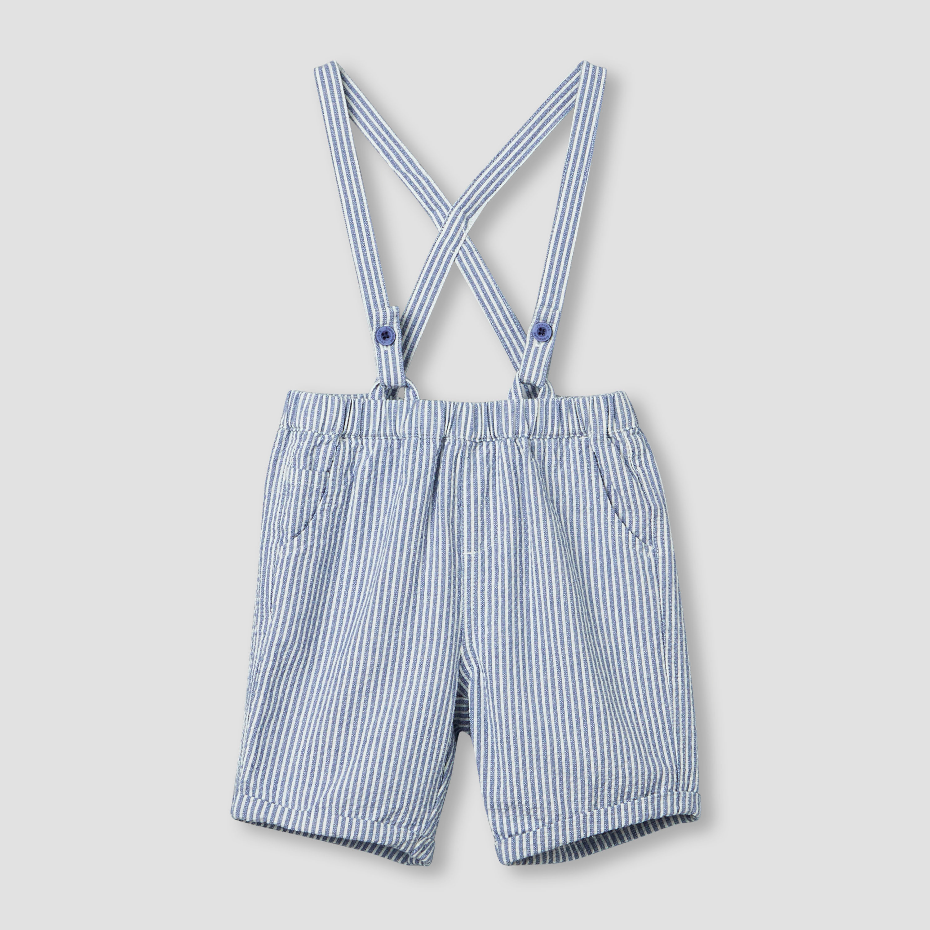 Juniors Collared Short Sleeves Bodysuit and Dungaree Set with Stripes-baby-boys-clothing-setsandcoords-image-5