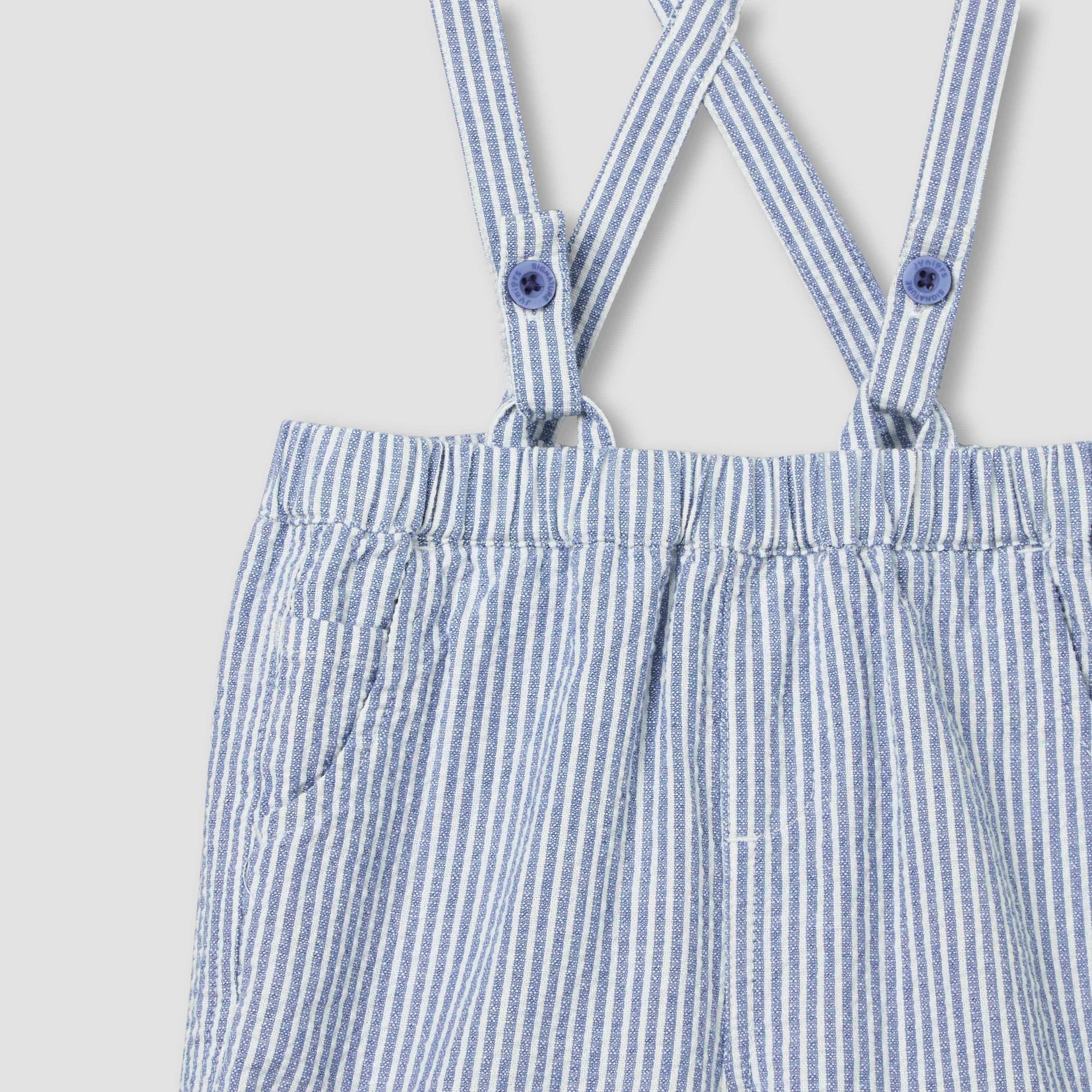 Juniors Collared Short Sleeves Bodysuit and Dungaree Set with Stripes-baby-boys-clothing-setsandcoords-image-7