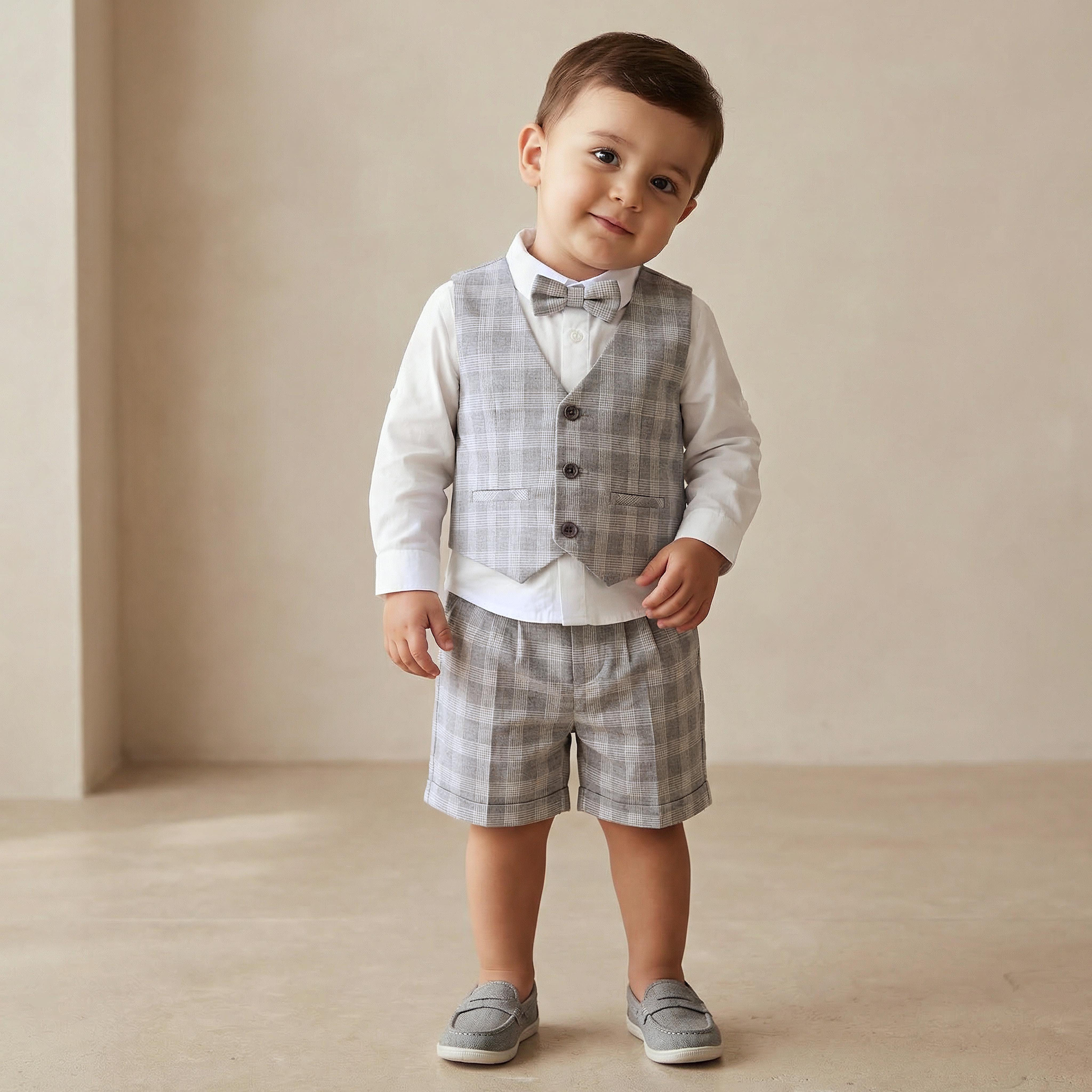 Set of 4 Juniors Clothing Gift Set with Checked Design-baby-boys-clothing-setsandcoords-image-1
