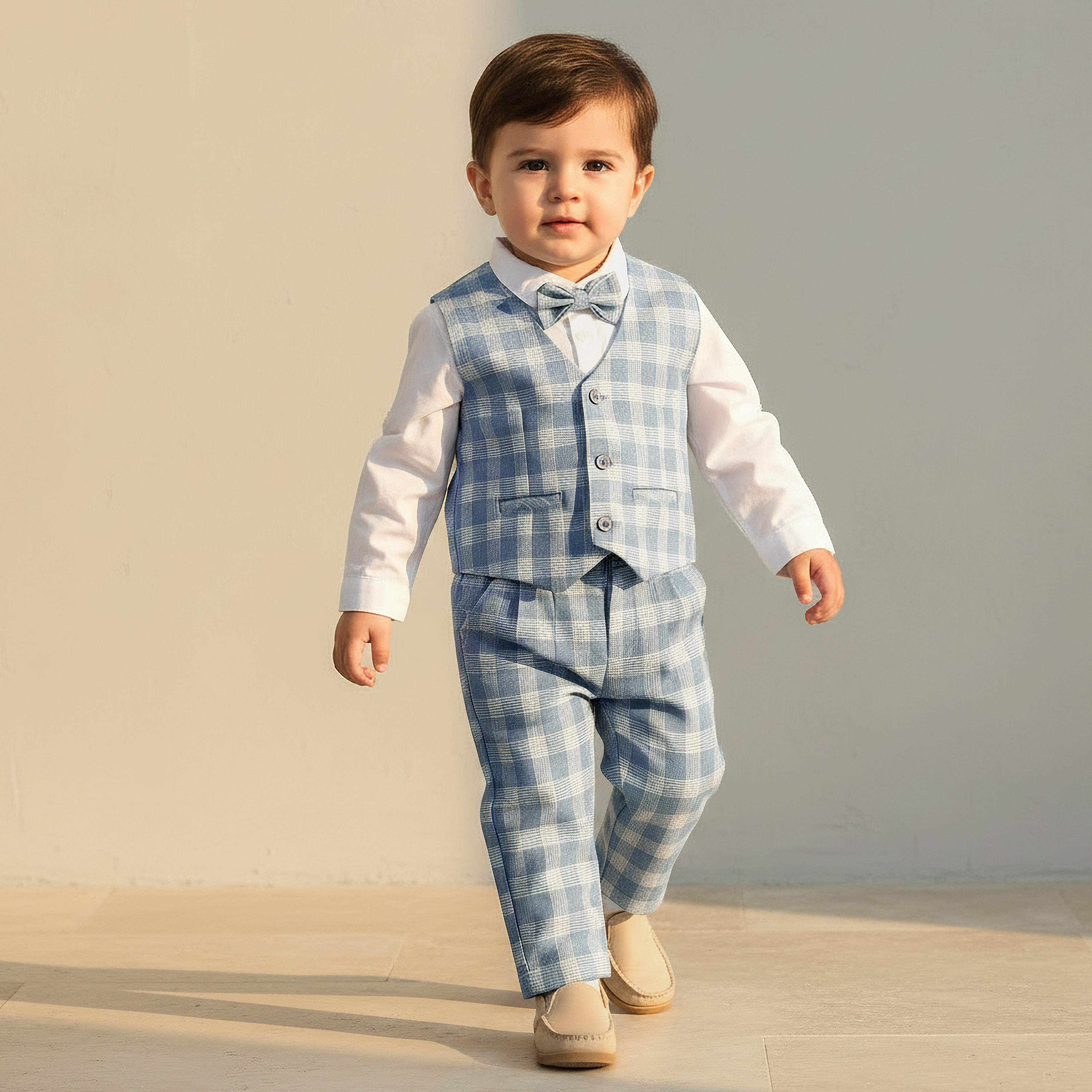 Set of 4 Juniors Clothing Gift Set with Checked Design-baby-boys-clothing-setsandcoords-image-1