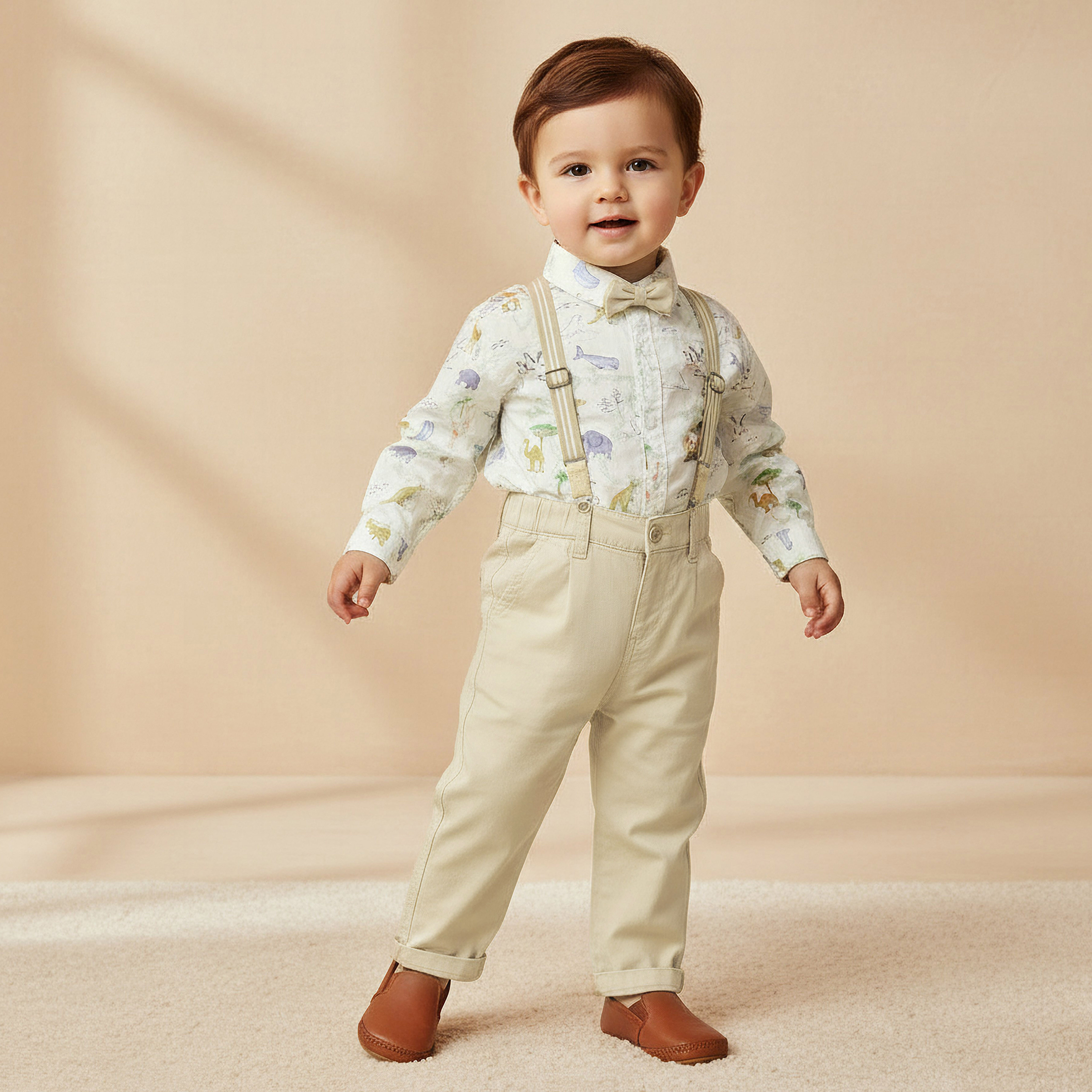 Juniors Collared Neck Long Sleeves Shirt and Pants Set with Suspenders-baby-boys-clothing-setsandcoords-image-1