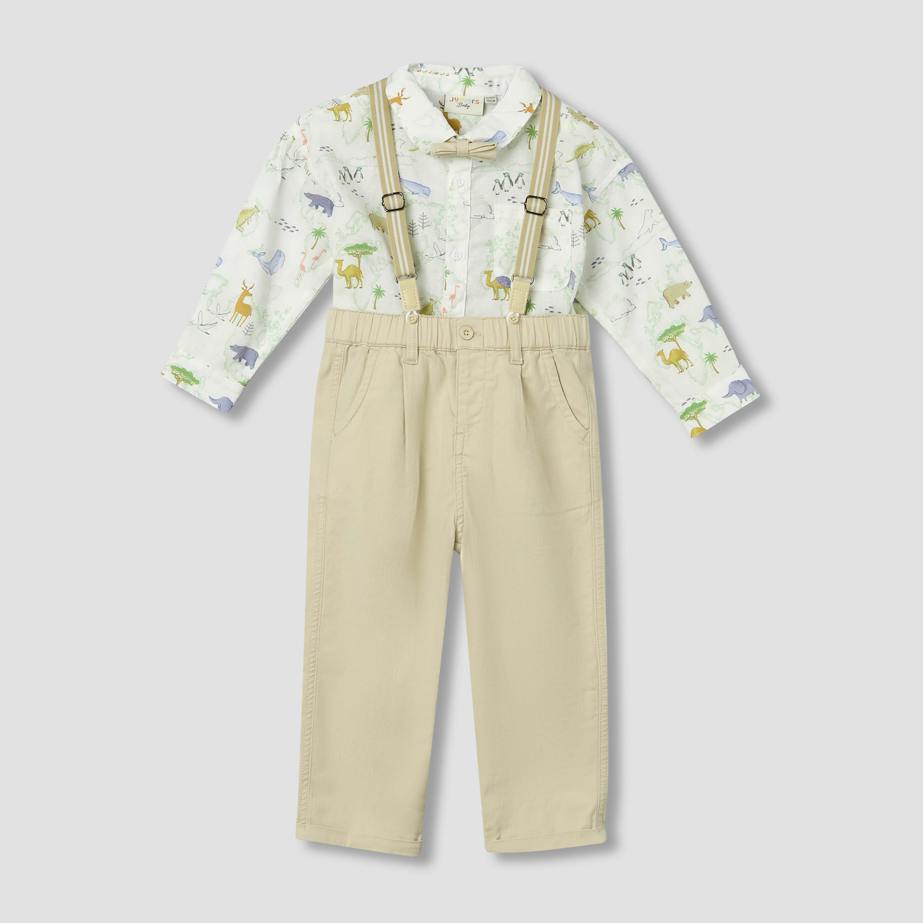 Juniors Collared Neck Long Sleeves Shirt and Pants Set with Suspenders-baby-boys-clothing-setsandcoords-image-2