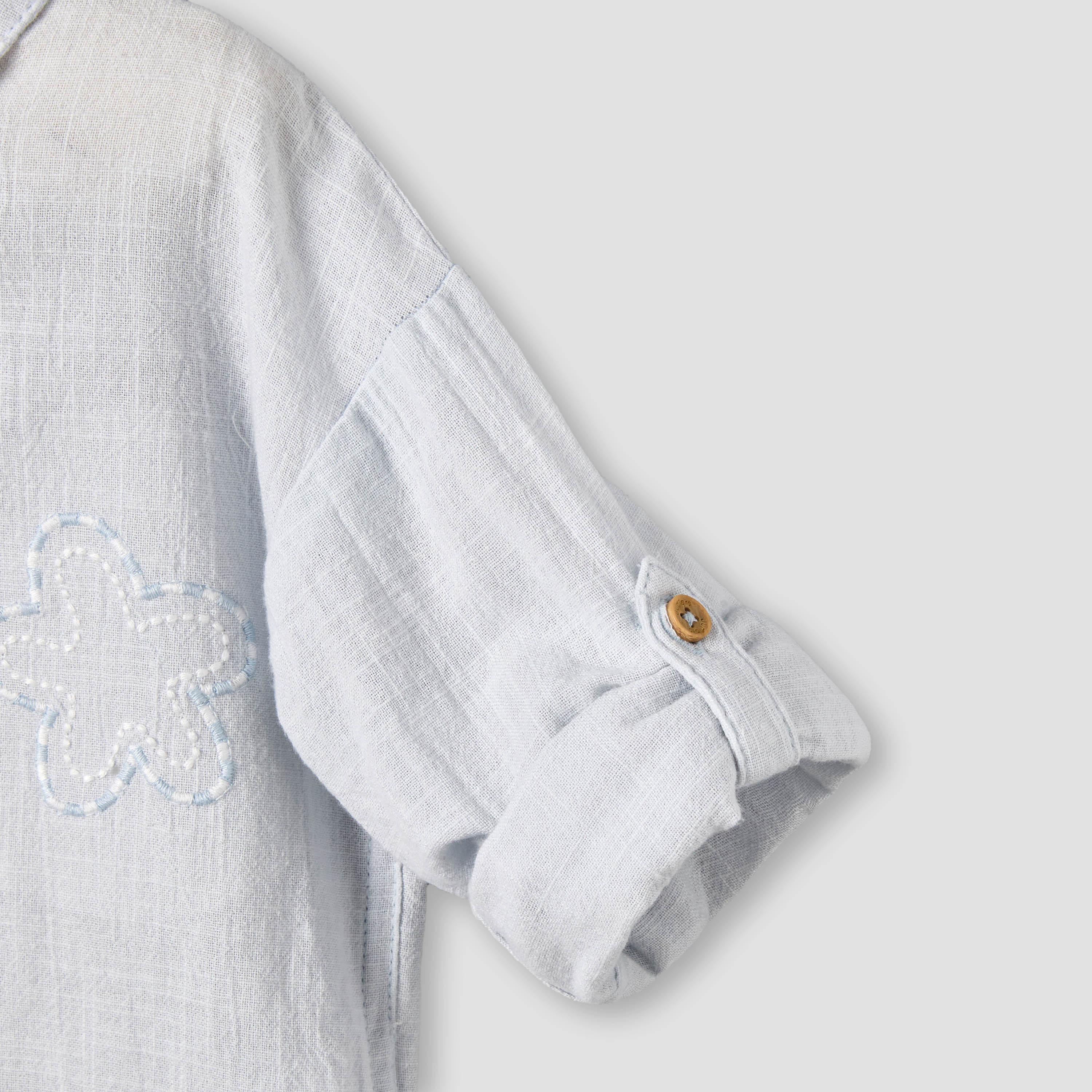 Juniors Collared Neck Long Sleeve Shirt and Shorts Set with Pockets-baby-boys-clothing-setsandcoords-image-8