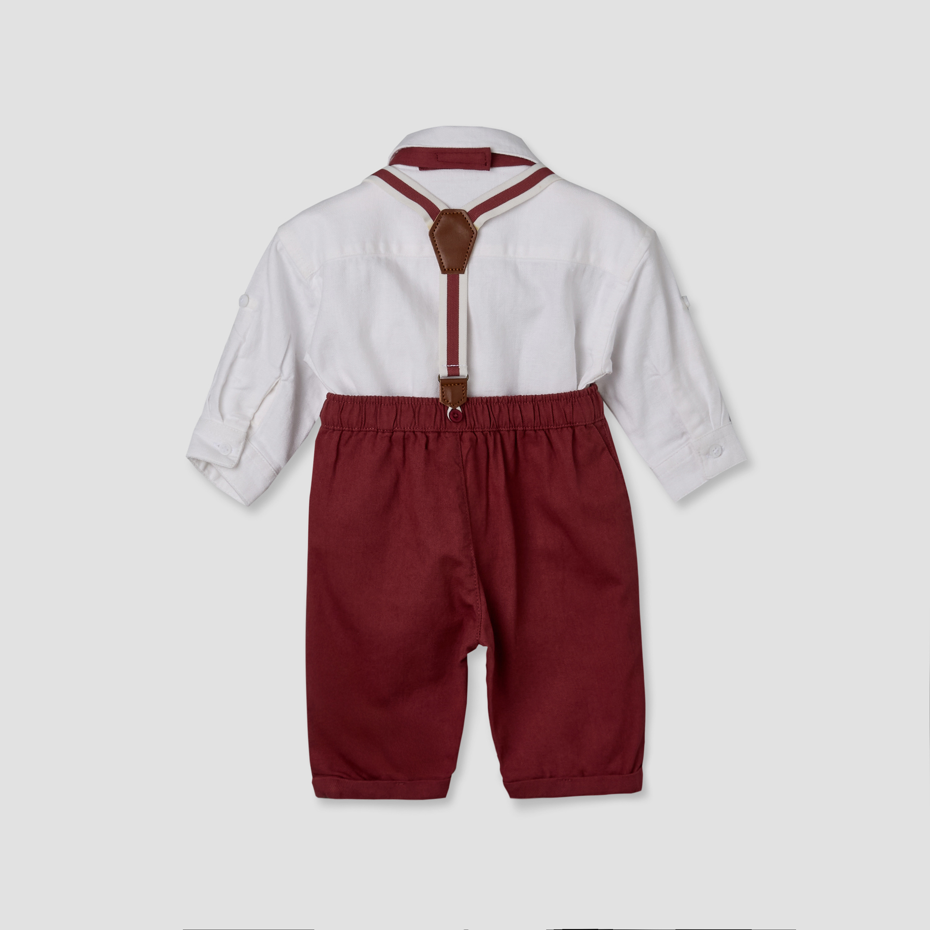 طقم شورت بحمالات وقميص بأكمام طويلة وياقة عادية من جونيورز-baby-boys-clothing-setsandcoords-image-3