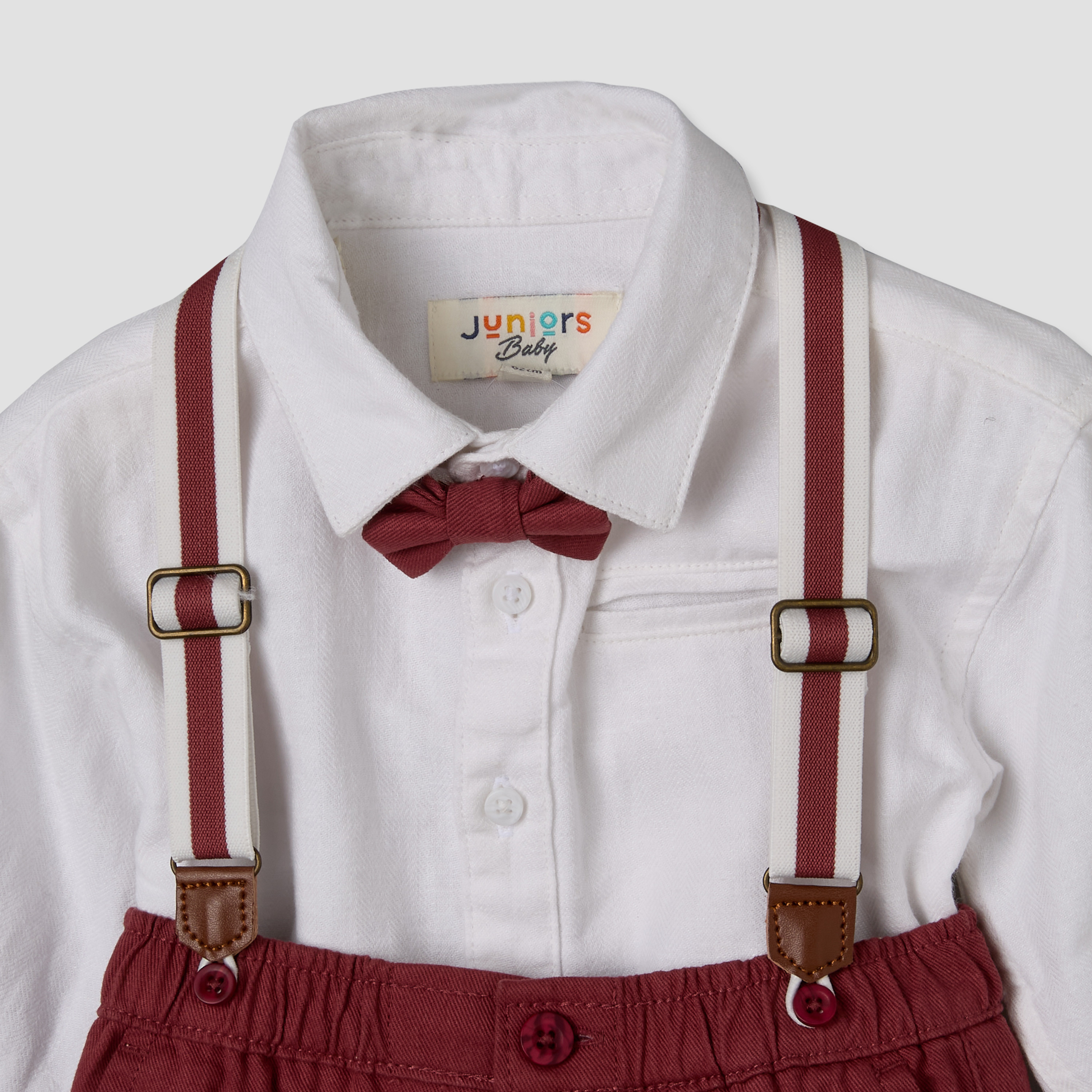 طقم شورت بحمالات وقميص بأكمام طويلة وياقة عادية من جونيورز-baby-boys-clothing-setsandcoords-image-6