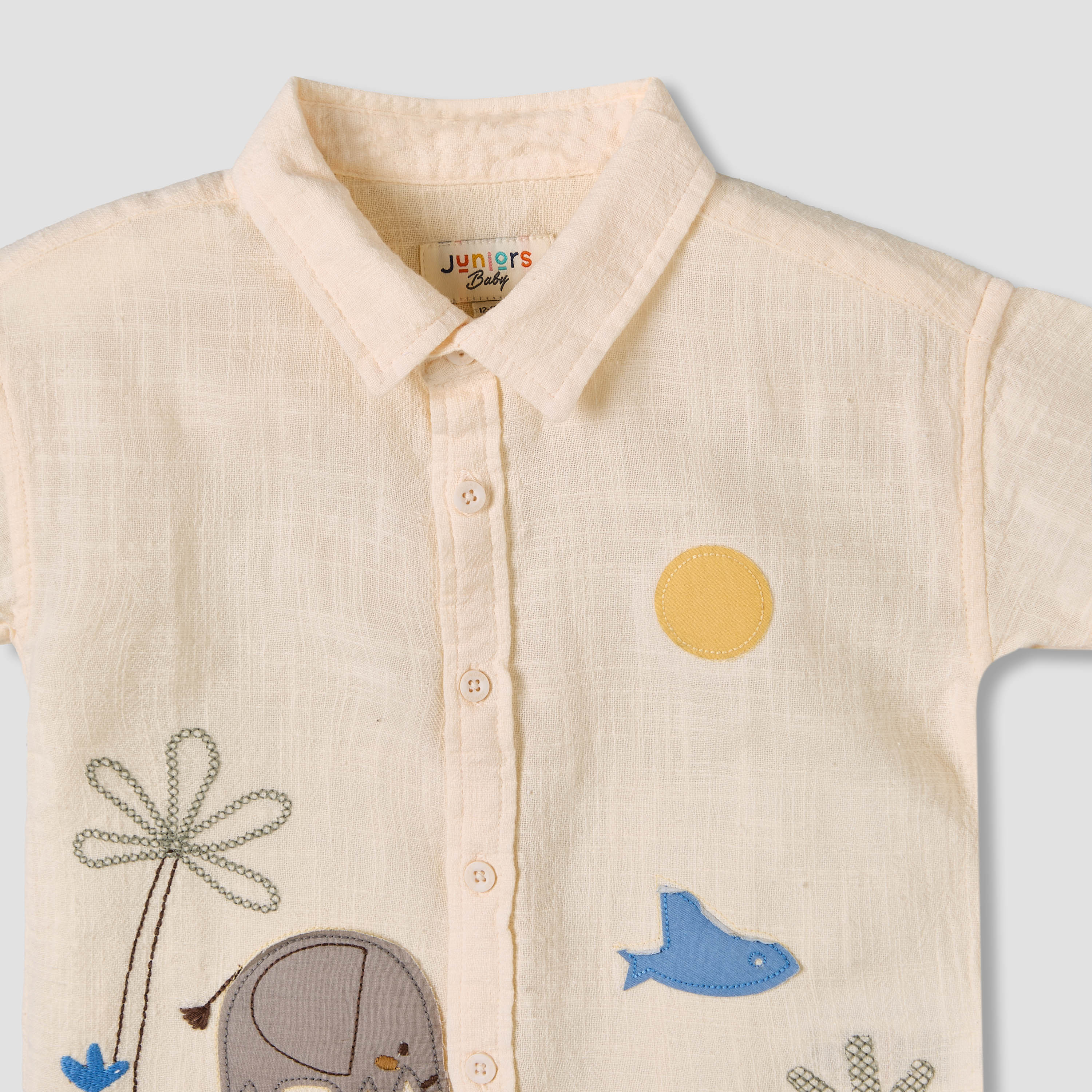 Juniors Collared Short Sleeves Shirt and Shorts Set with Embroidery-baby-boys-clothing-setsandcoords-image-5