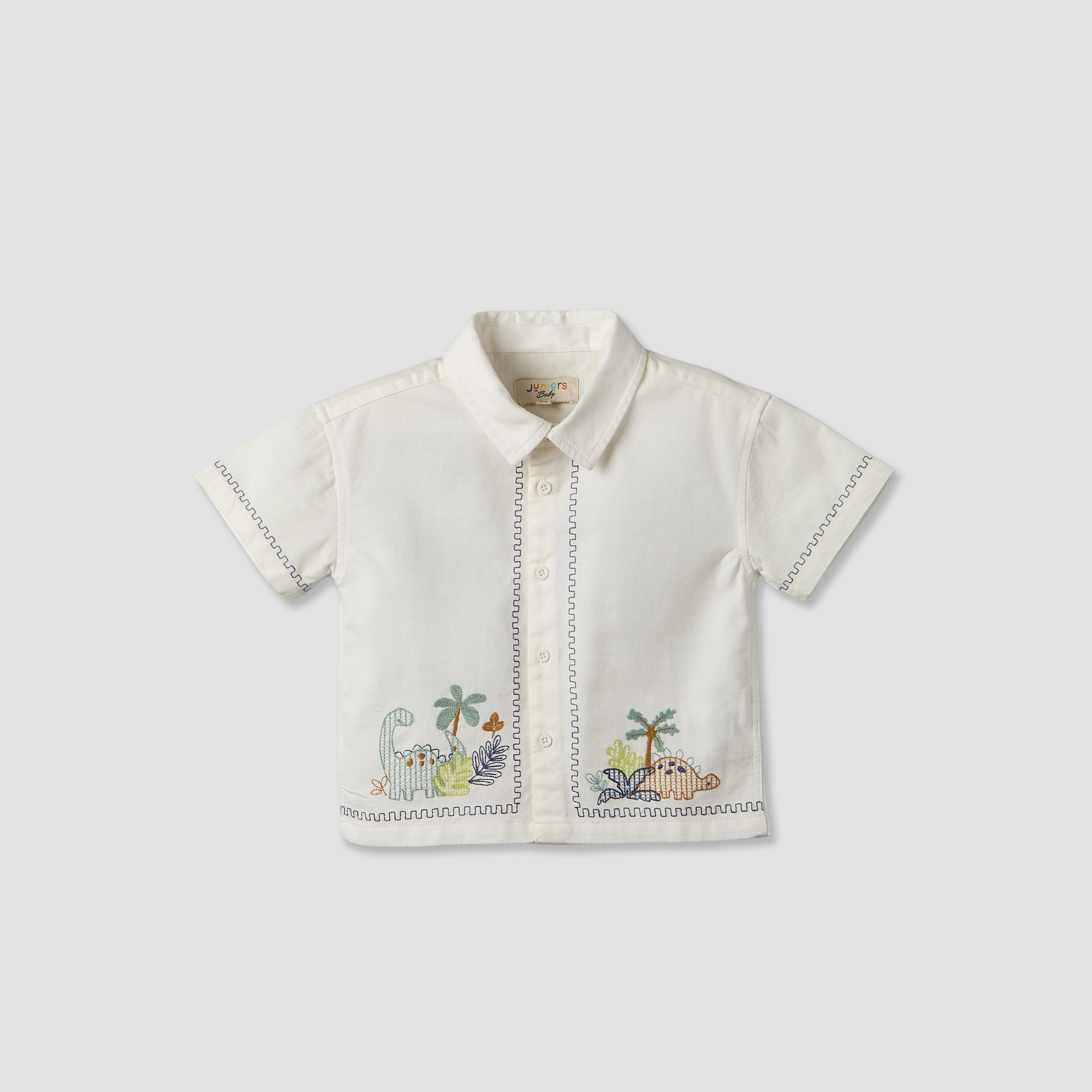 Juniors Collared Short Sleeves Shirt and Shorts Set with Embroidery-baby-boys-clothing-setsandcoords-image-3