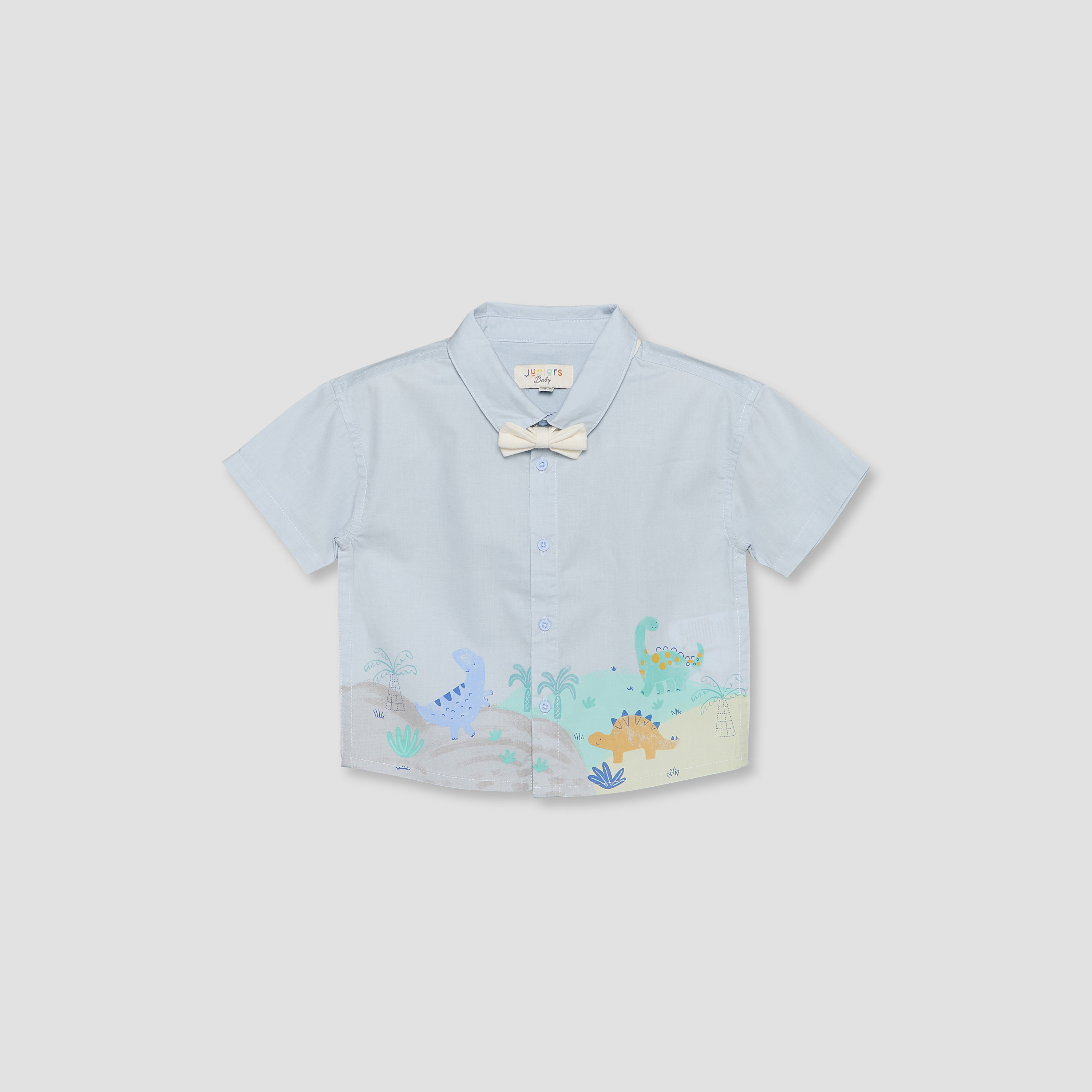 Juniors Collared Short Sleeves Shirt and Shorts Set with Dinosaur Print-baby-boys-clothing-setsandcoords-image-3