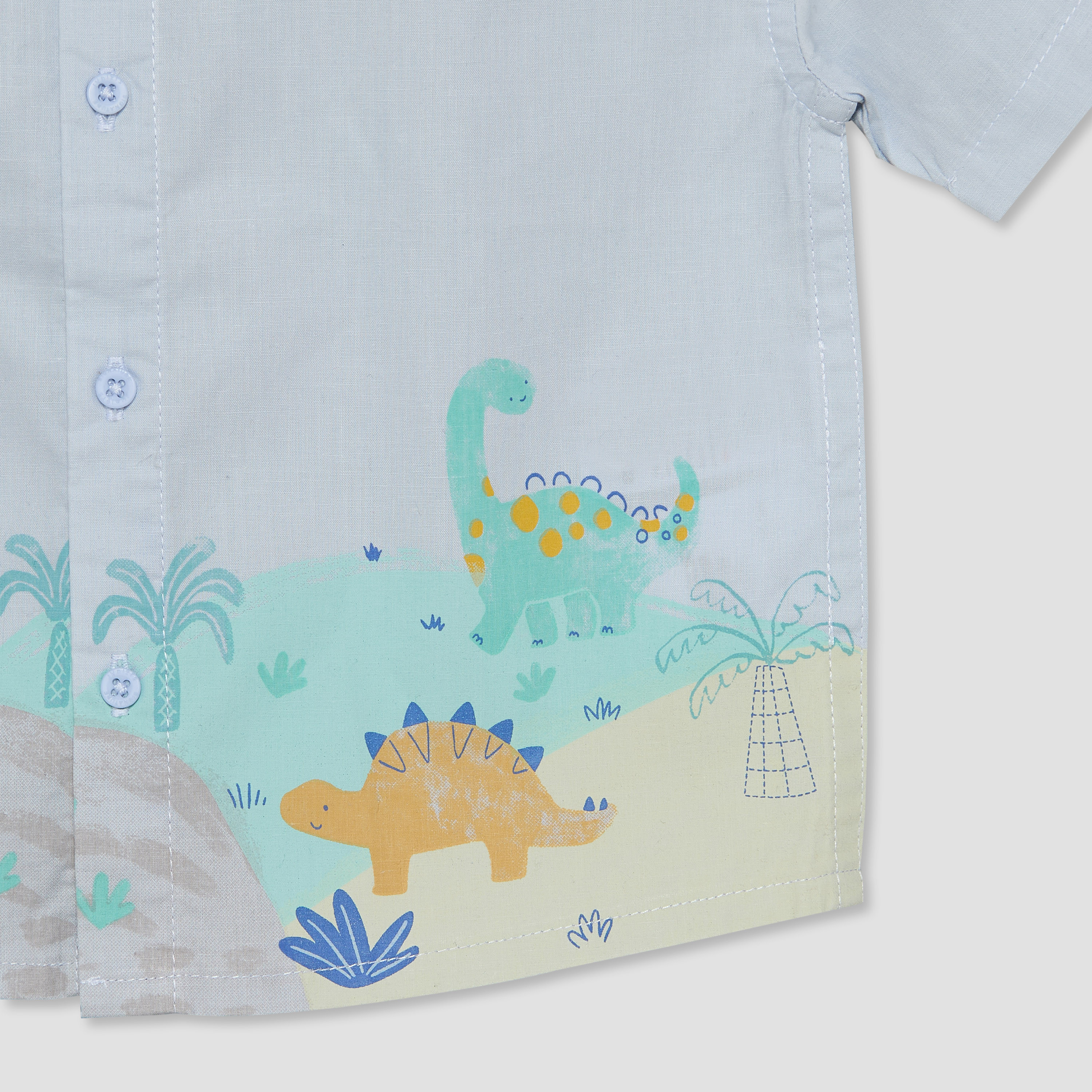 Juniors Collared Short Sleeves Shirt and Shorts Set with Dinosaur Print-baby-boys-clothing-setsandcoords-image-8