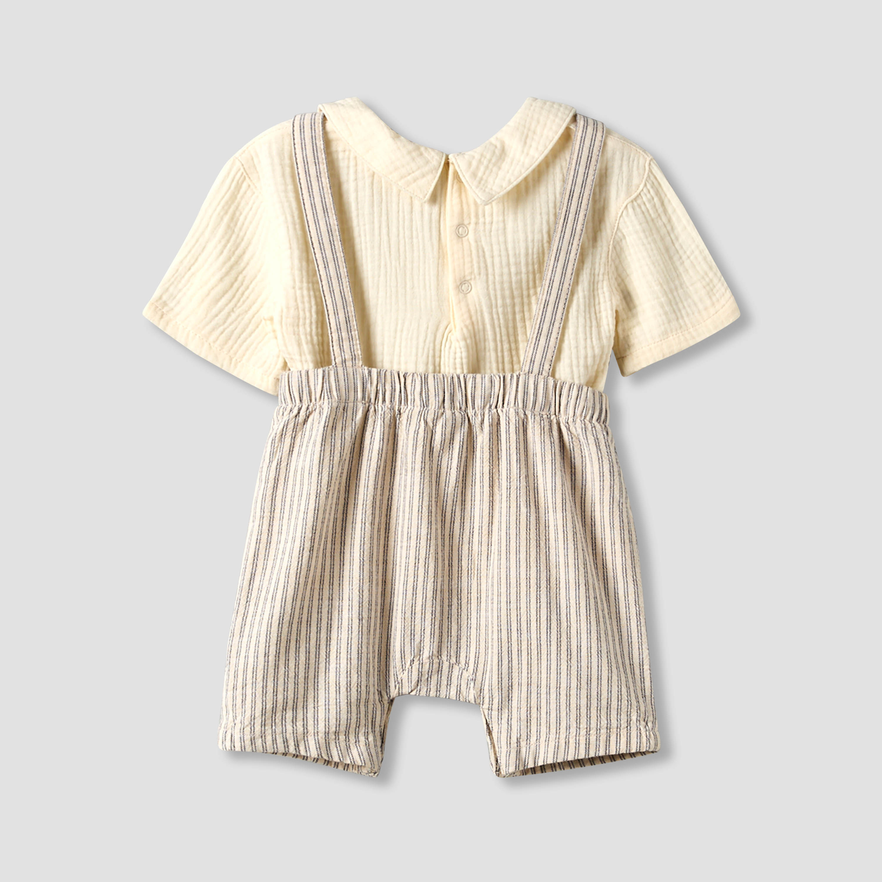 Juniors Collared Short Sleeves Shirt and Dungaree Set with Hat-baby-boys-clothing-setsandcoords-image-2