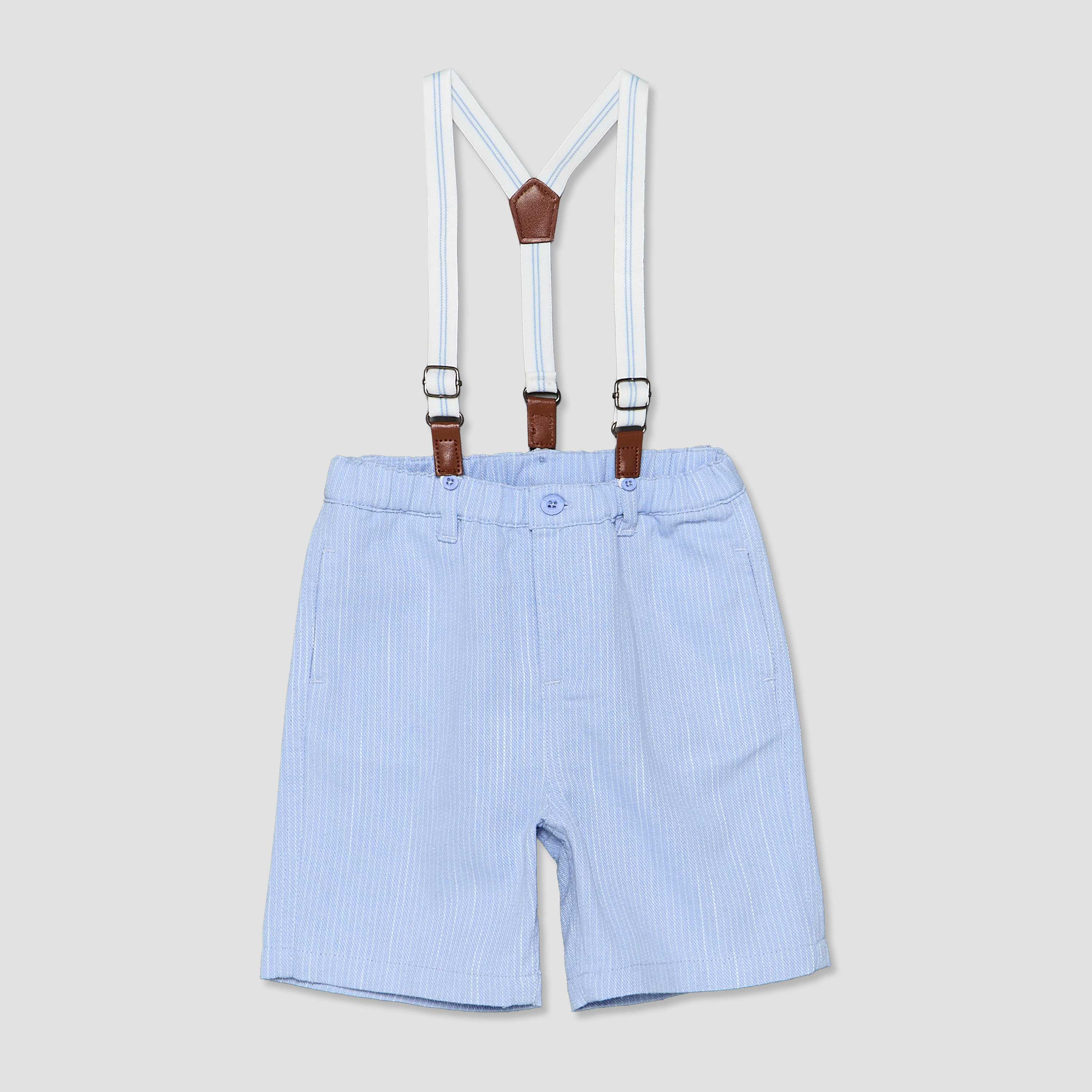 Set of 3 Juniors Collared Short Sleeve Shirt and Shorts Set with Bow Tie-baby-boys-clothing-setsandcoords-image-3