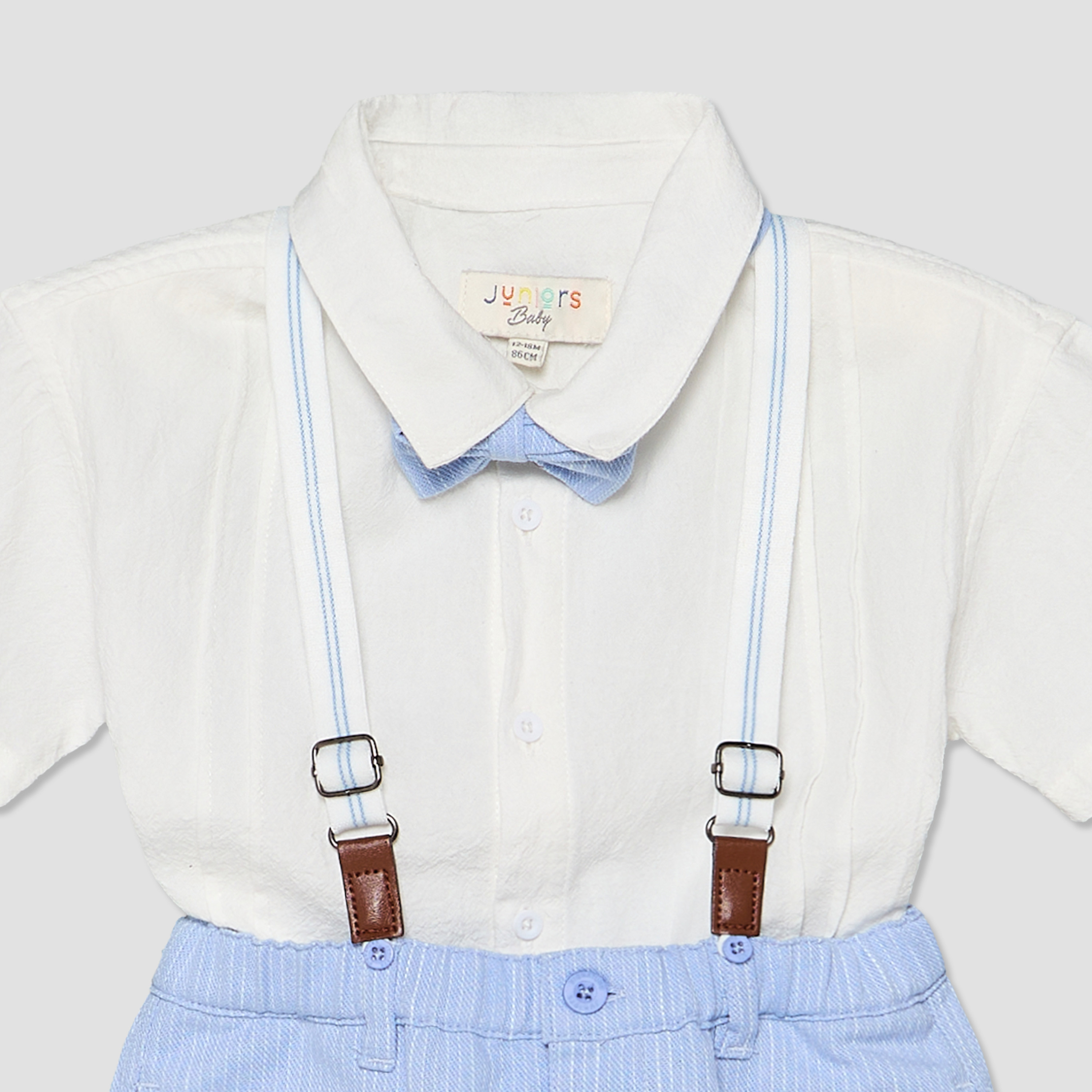 Set of 3 Juniors Collared Short Sleeve Shirt and Shorts Set with Bow Tie-baby-boys-clothing-setsandcoords-image-5