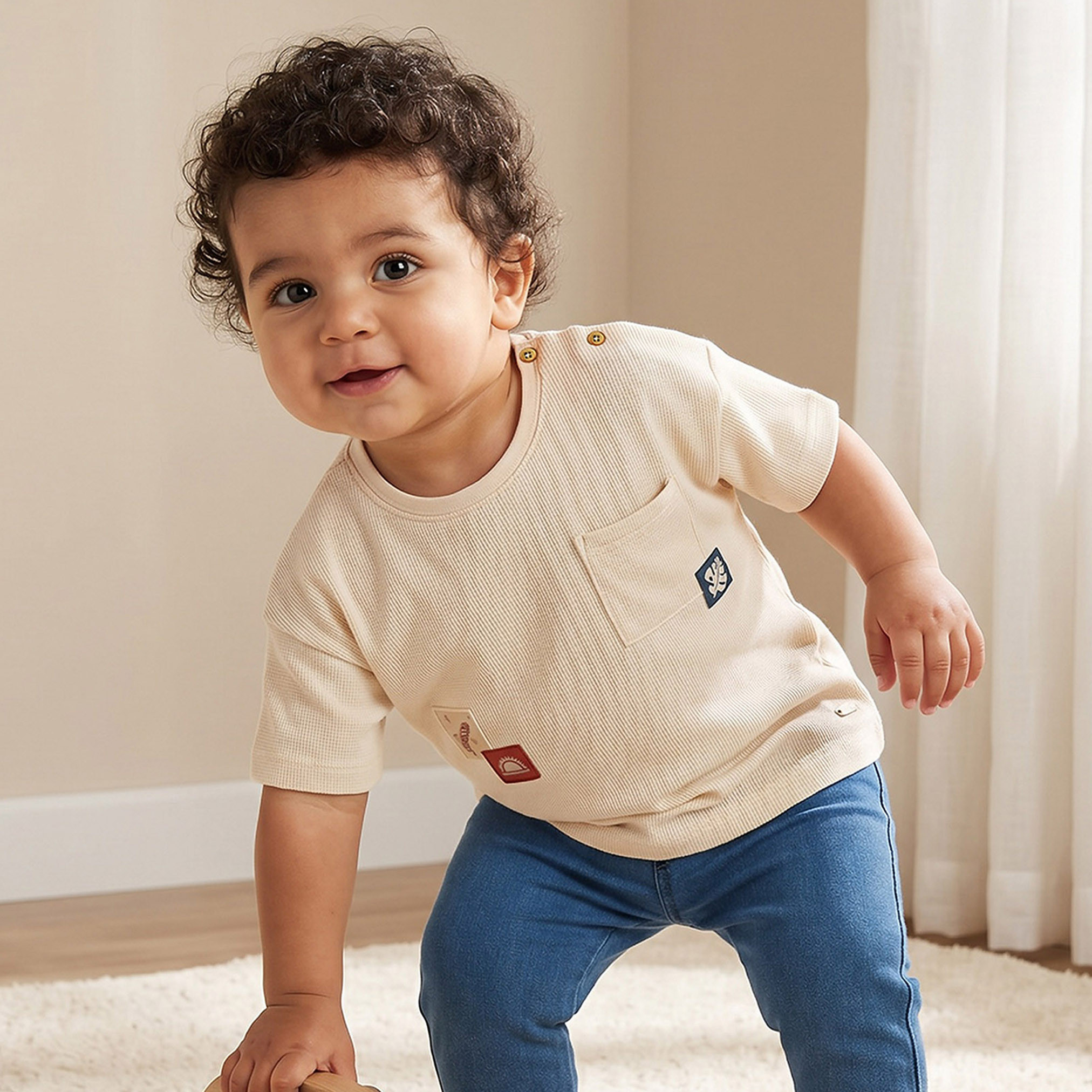 Giggles Crew Neck Short Sleeves T-shirt with Pocket-baby-boys-clothing-tshirtsandpolos-image-1