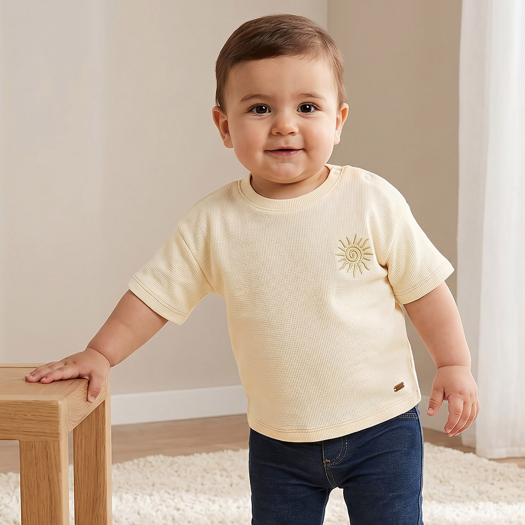 Giggles Crew Neck Short Sleeves T-shirt with Marine Print-baby-boys-clothing-tshirtsandpolos-image-1
