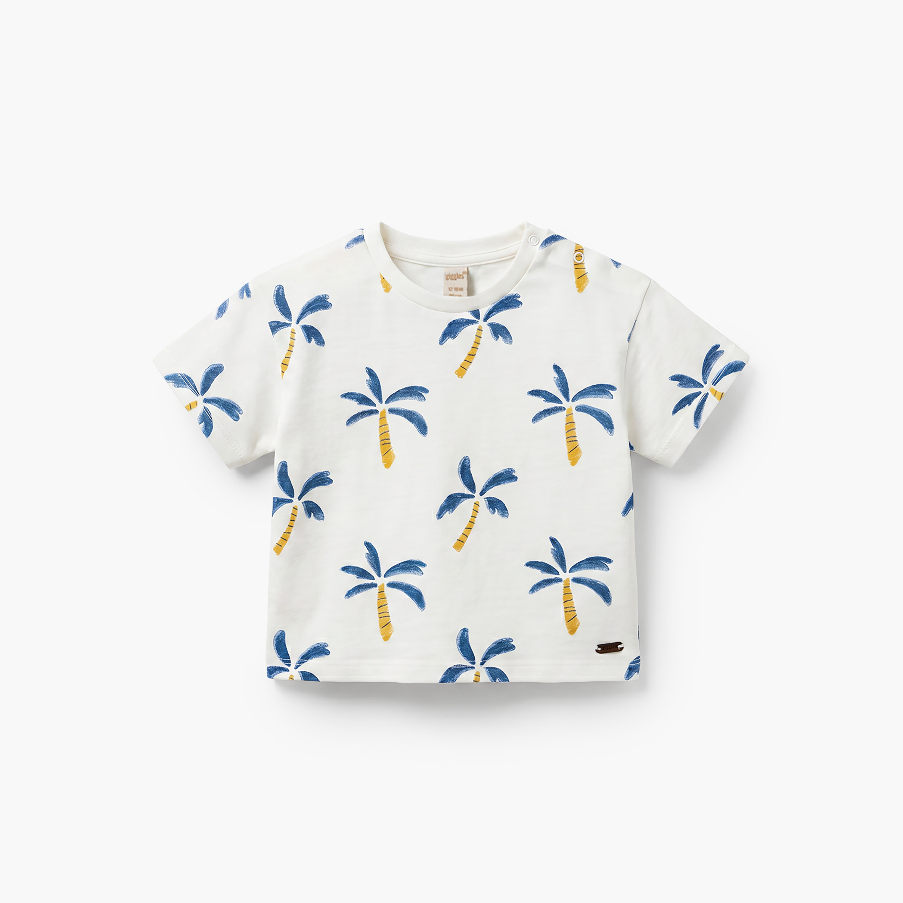 Giggles Crew Neck Short Sleeves T-shirt with Palm Print-baby-boys-clothing-tshirtsandpolos-image-2