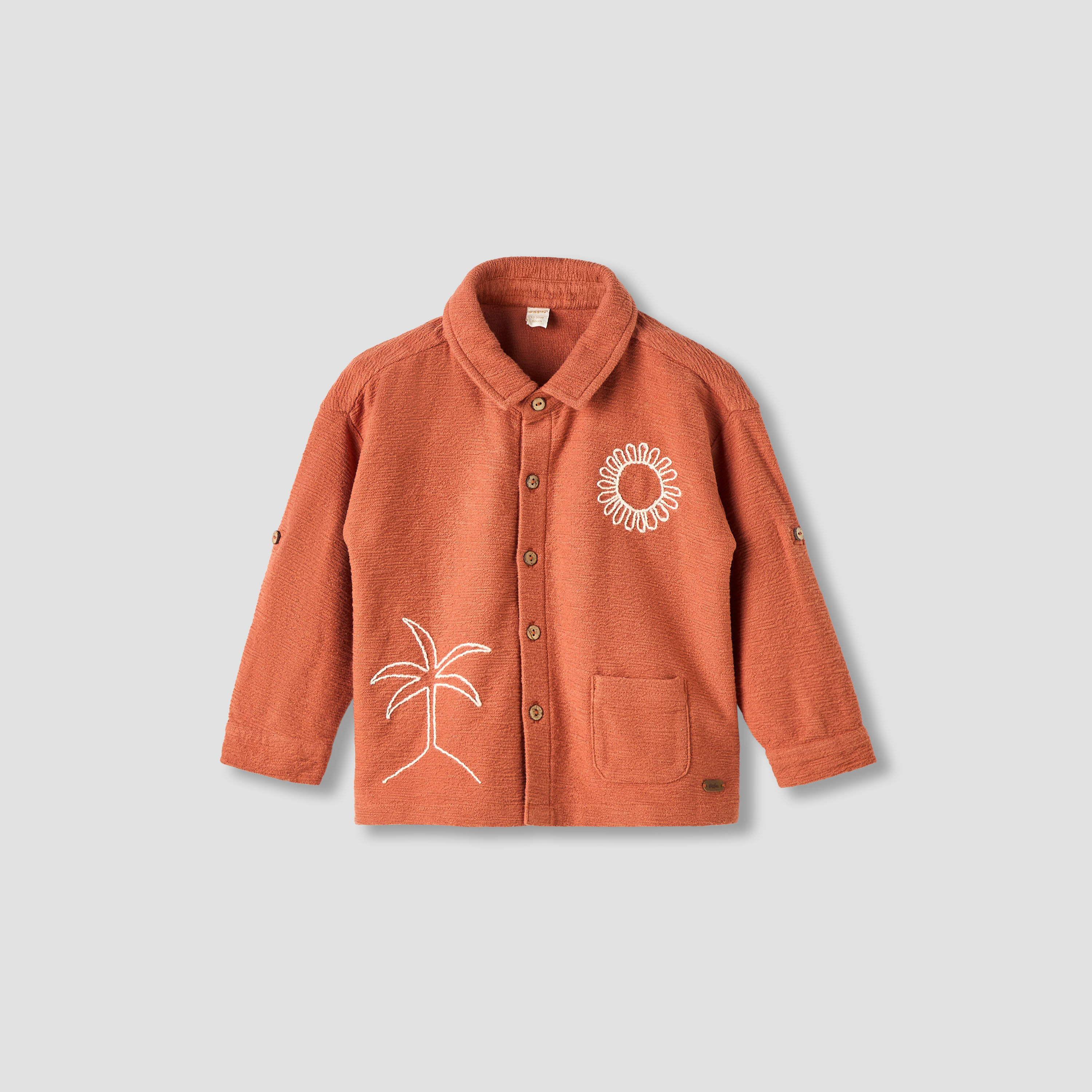 Giggles Boys Shirt with Embroidery - Cotton - Long Sleeves-baby-boys-clothing-shirts-image-2