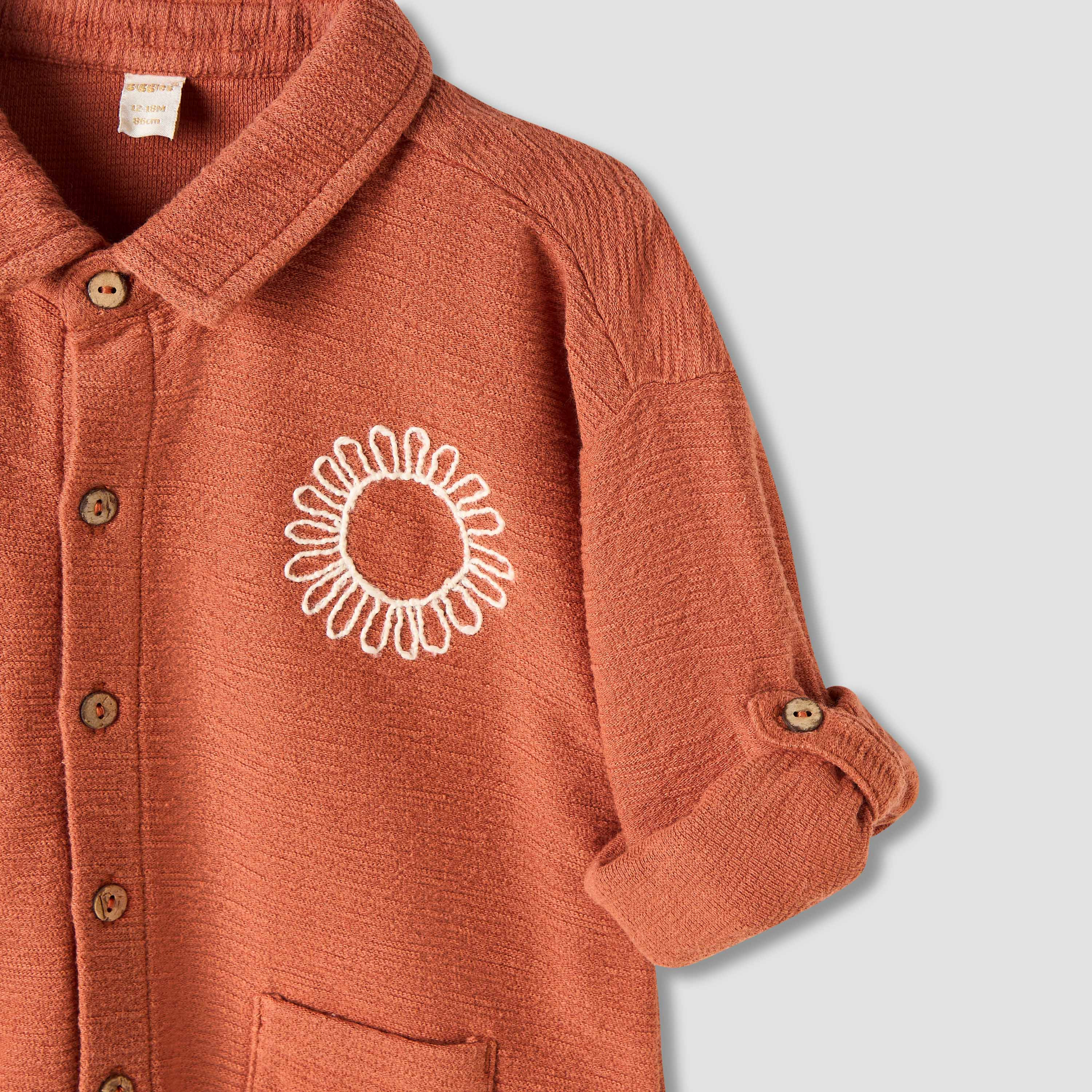 Giggles Boys Shirt with Embroidery - Cotton - Long Sleeves-baby-boys-clothing-shirts-image-5