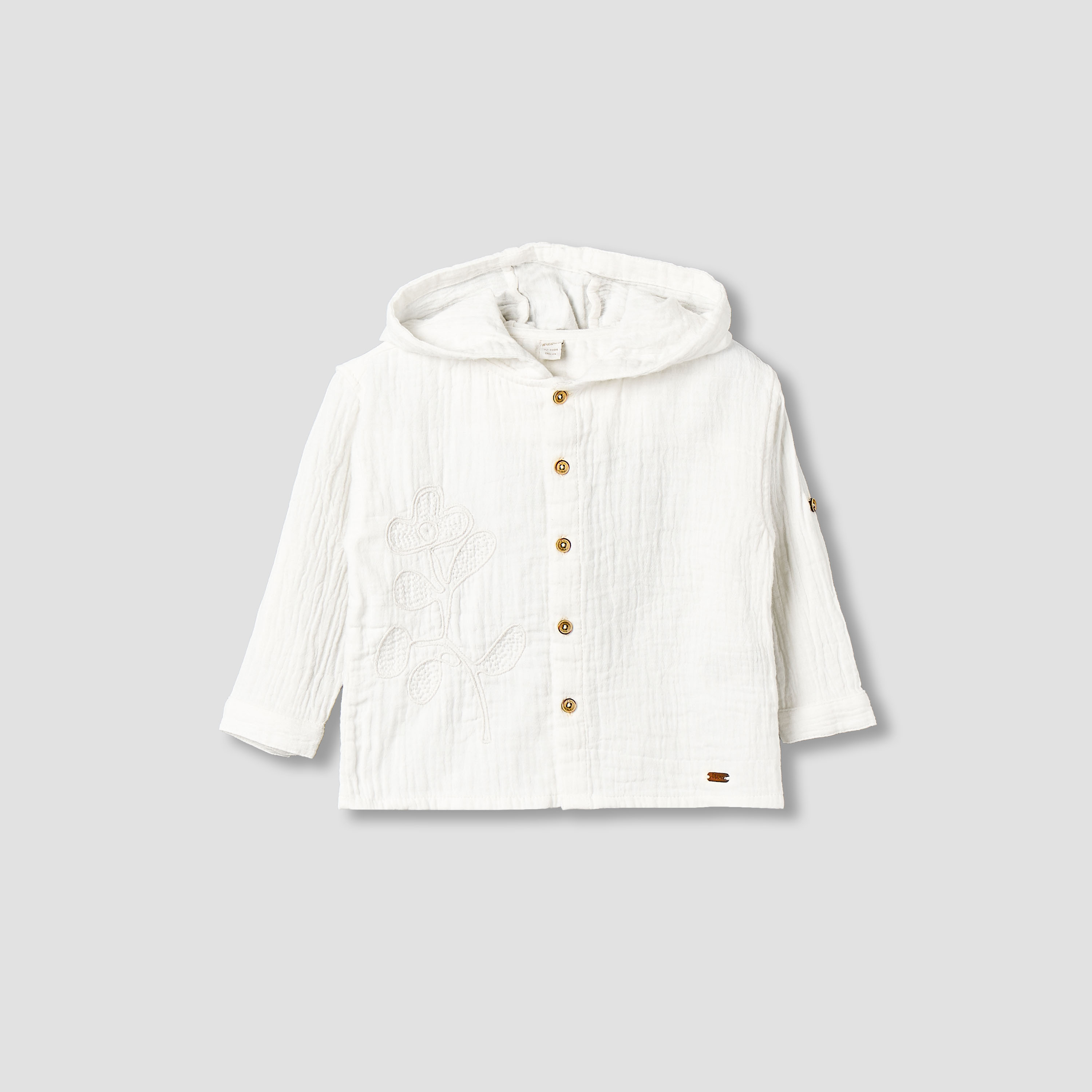 Giggles Hooded Long Sleeves Shirt with Floral Applique-baby-boys-clothing-shirts-image-3