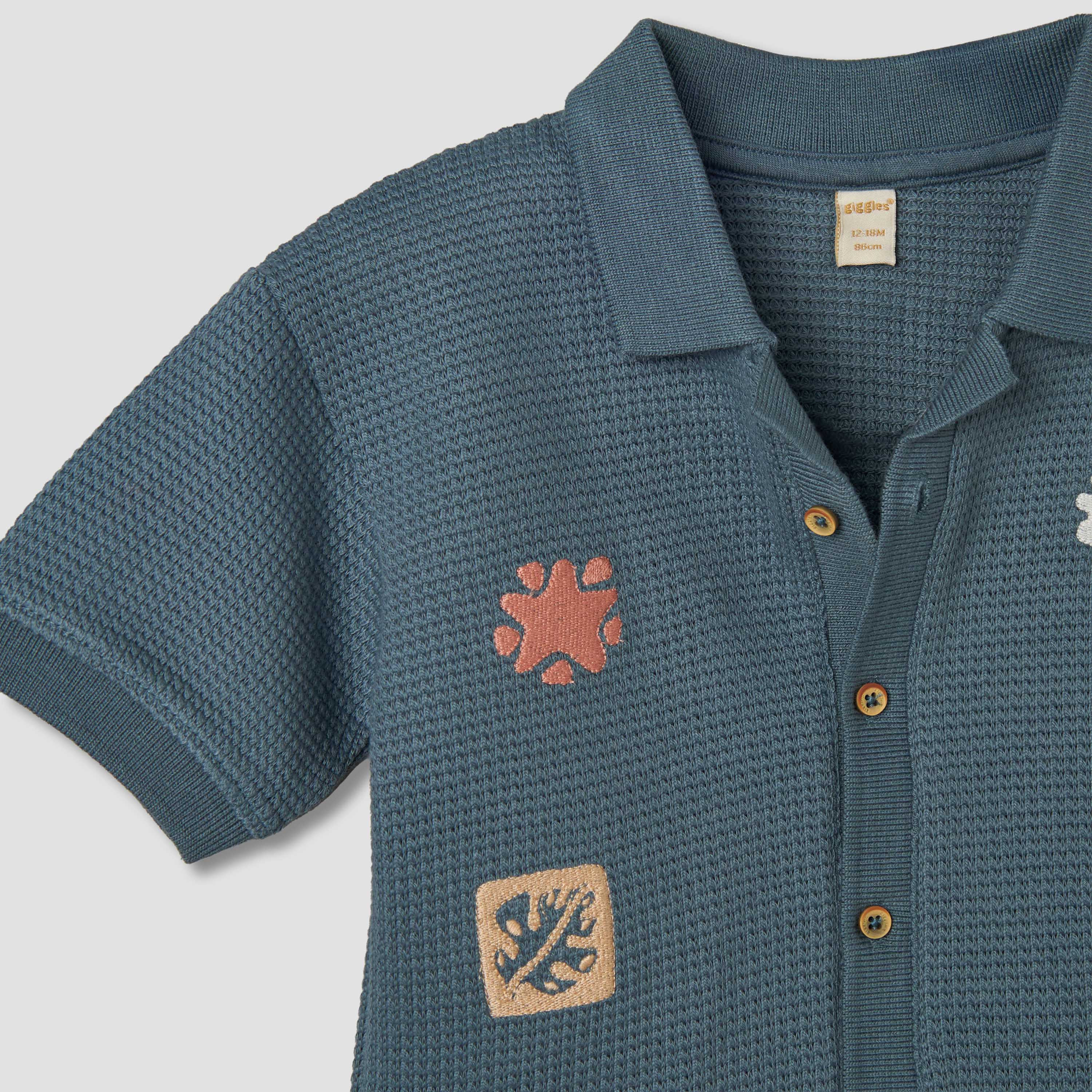 قميص مطرز بأكمام قصيرة من جيجلز-baby-boys-clothing-shirts-image-1