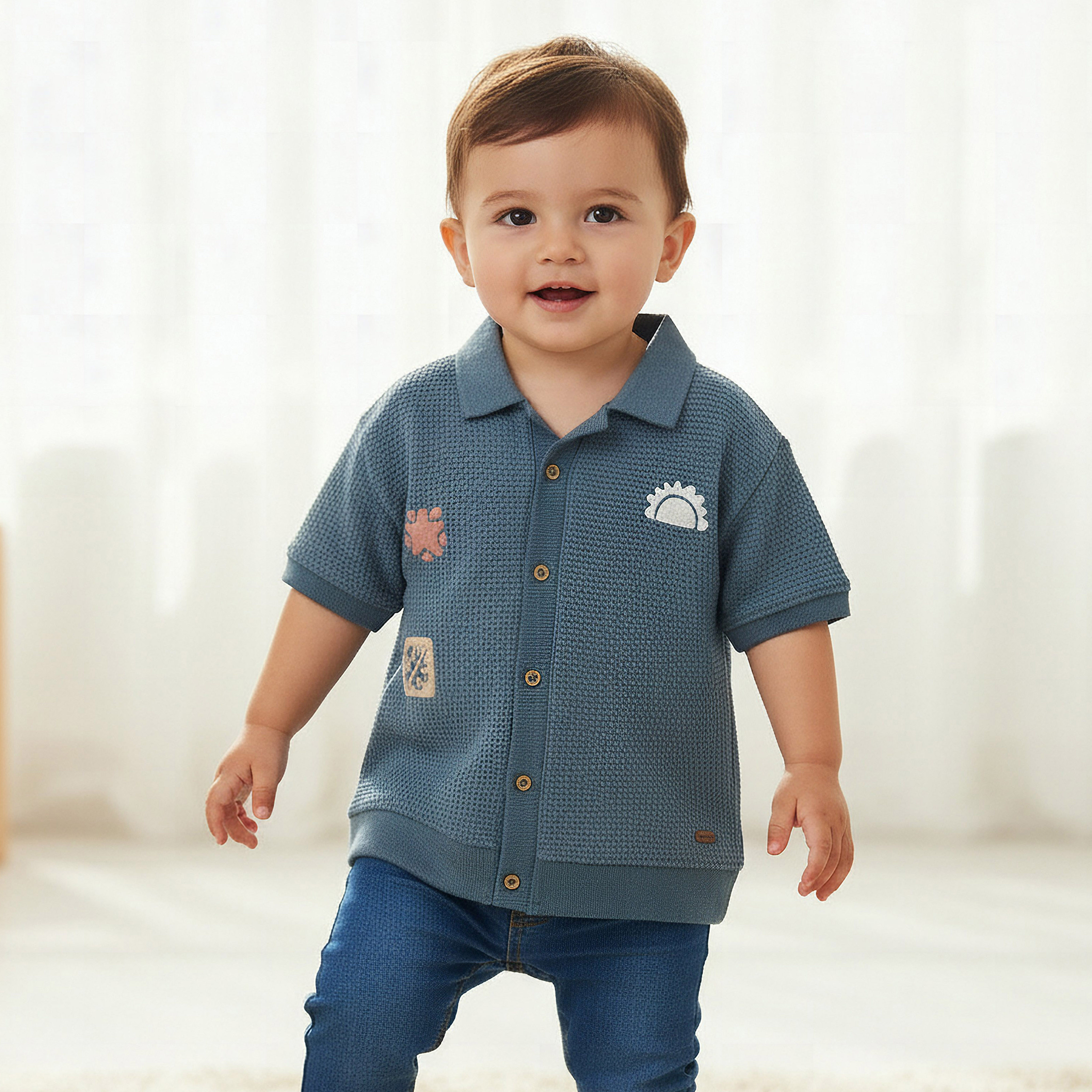 قميص مطرز بأكمام قصيرة من جيجلز-baby-boys-clothing-shirts-image-5