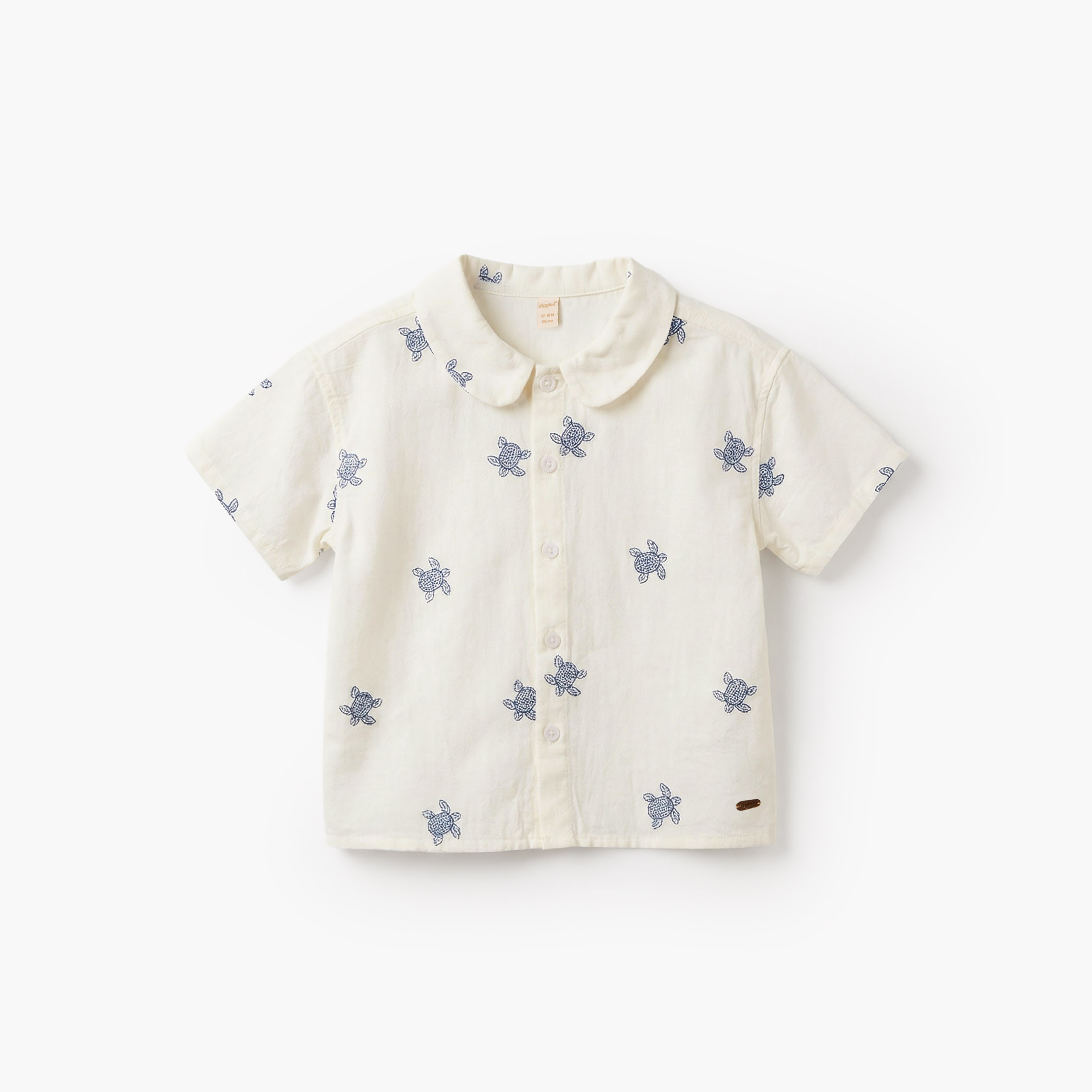 Giggles Short Sleeve Shirt with Turtle Embroidery-baby-boys-clothing-shirts-image-1