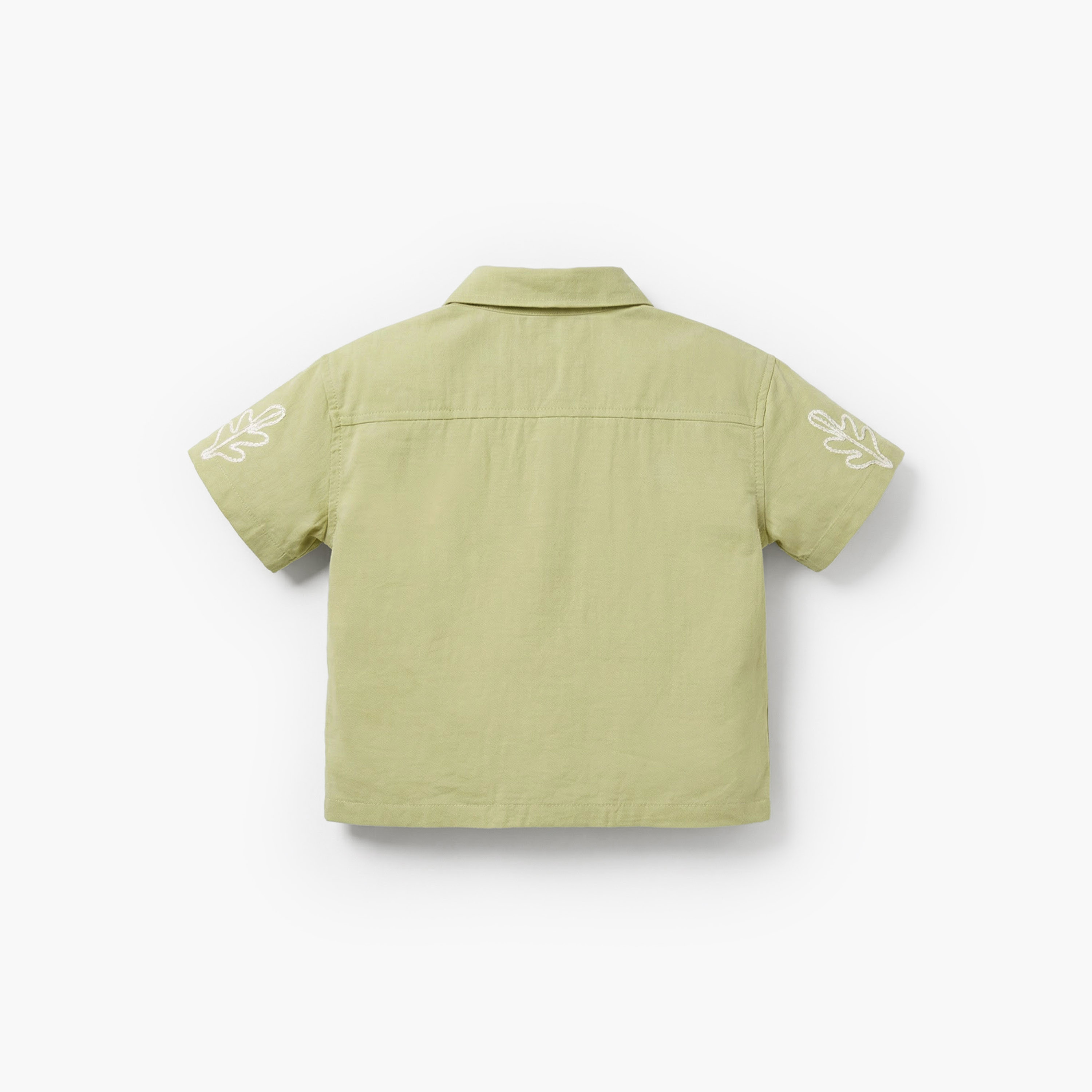 Giggles Short Sleeves Shirt with Leaf Embroidery-baby-boys-clothing-shirts-image-3