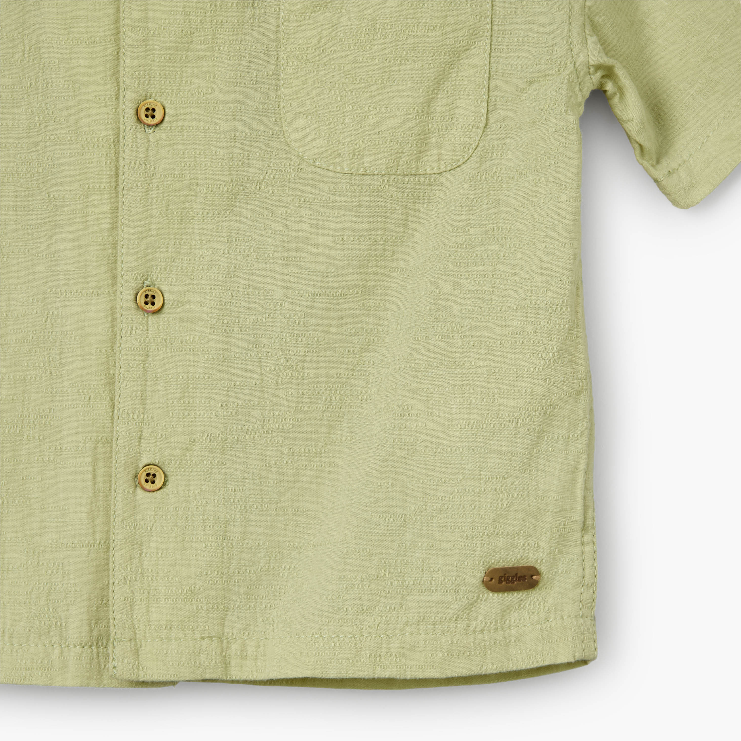 Giggles Short Sleeves Shirt with Leaf Embroidery-baby-boys-clothing-shirts-image-5