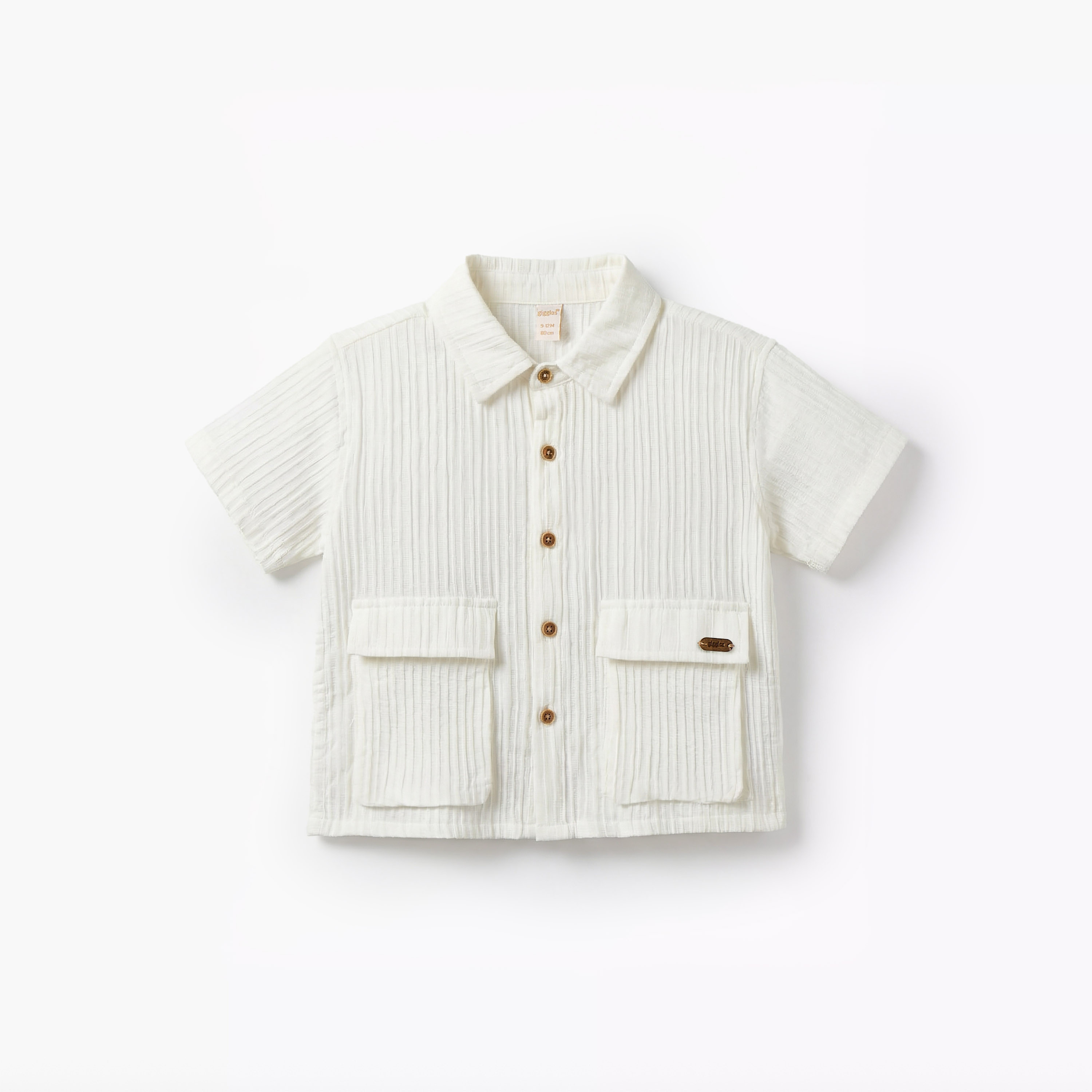 Giggles Short Sleeves Shirt with Ribbed Texture-baby-boys-clothing-shirts-image-2
