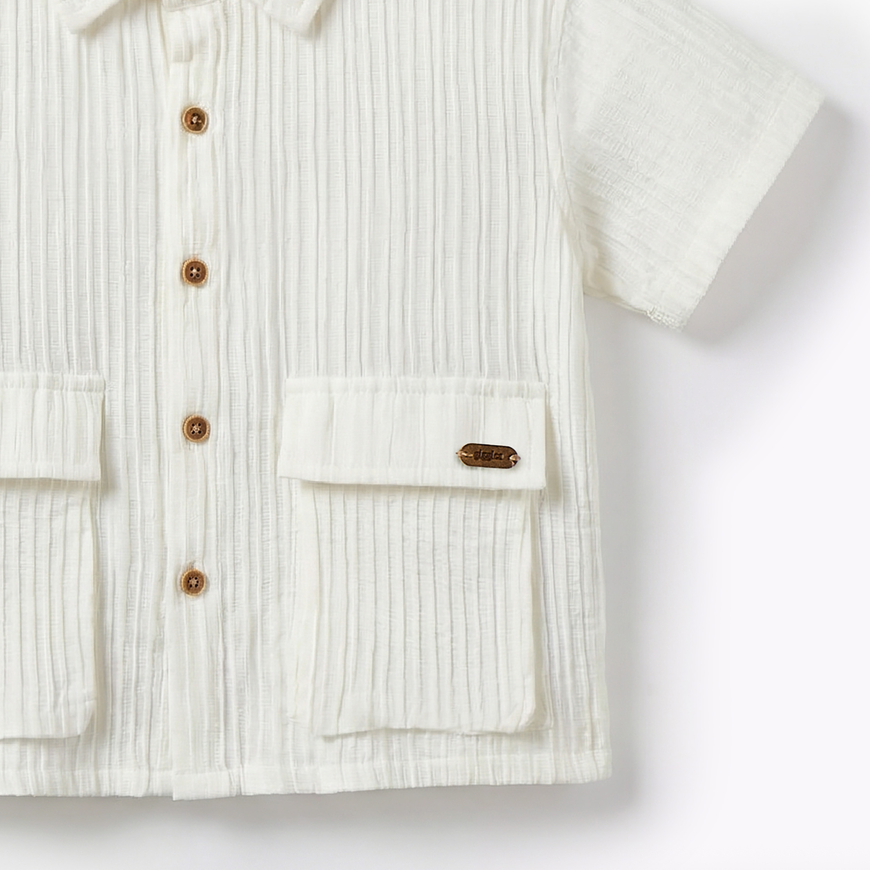 Giggles Short Sleeves Shirt with Ribbed Texture-baby-boys-clothing-shirts-image-5