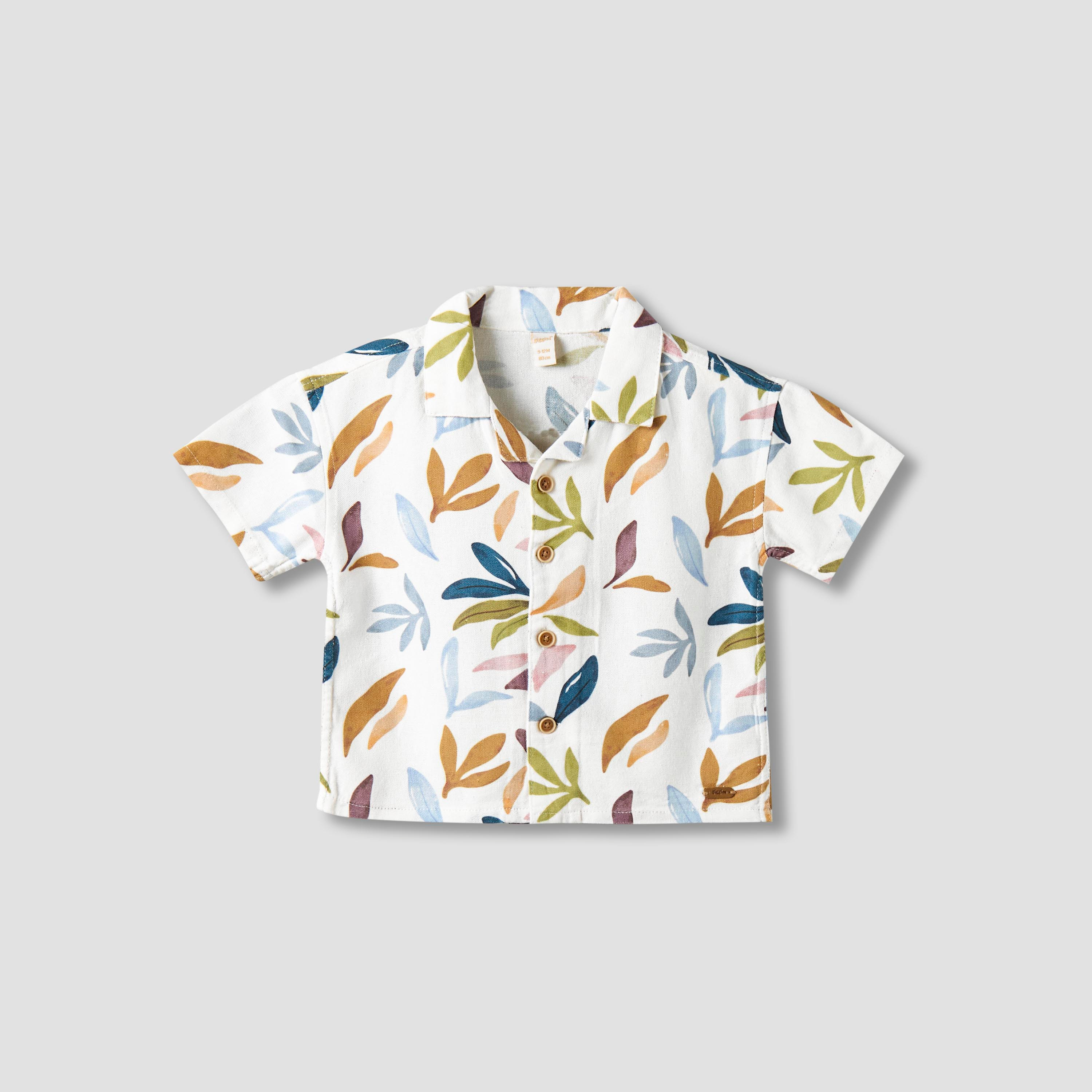 Giggles Short Sleeve Shirt with Leaf Print-baby-boys-clothing-shirts-image-2