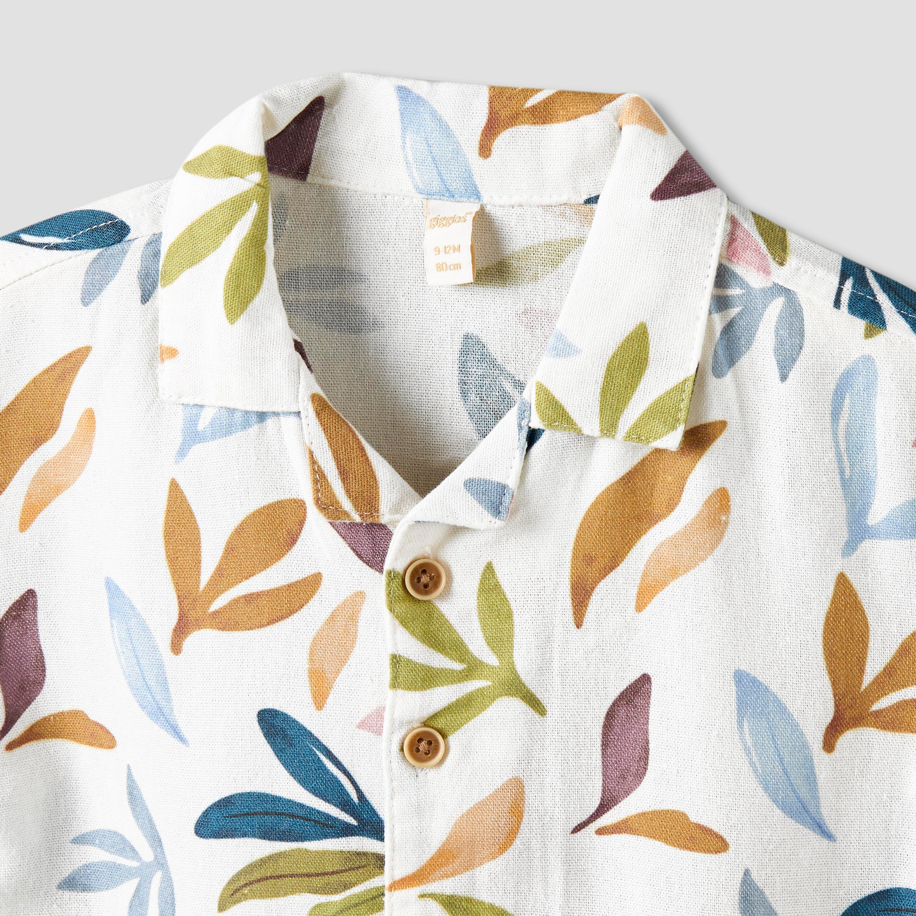 Giggles Short Sleeve Shirt with Leaf Print-baby-boys-clothing-shirts-image-4