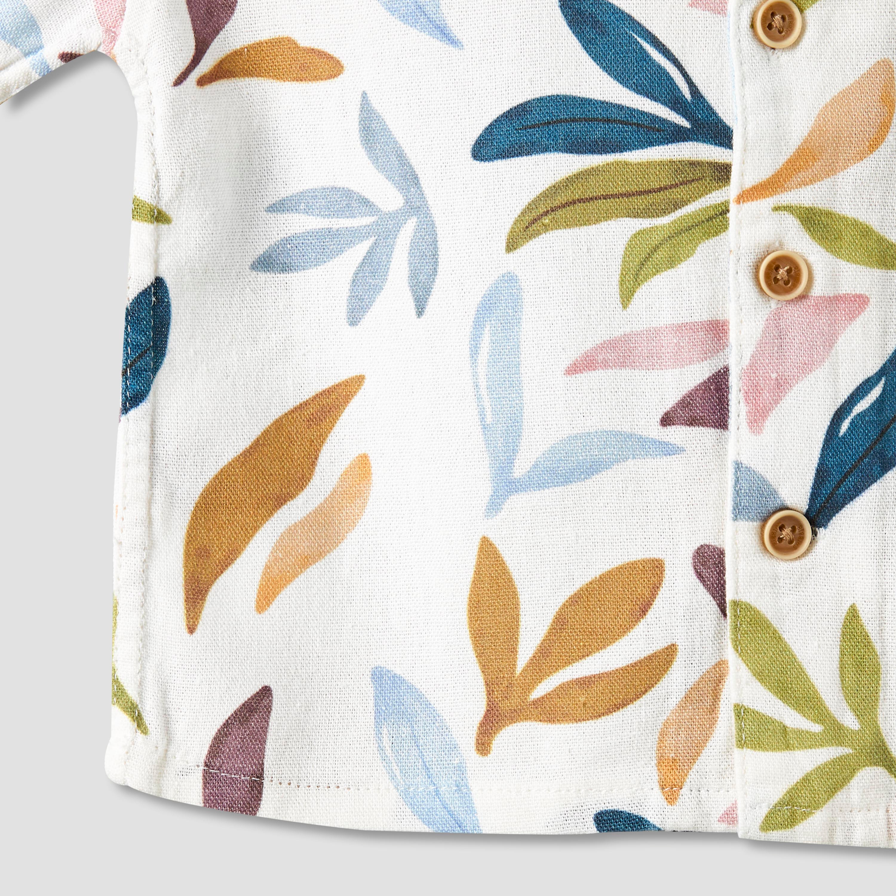 Giggles Short Sleeve Shirt with Leaf Print-baby-boys-clothing-shirts-image-5